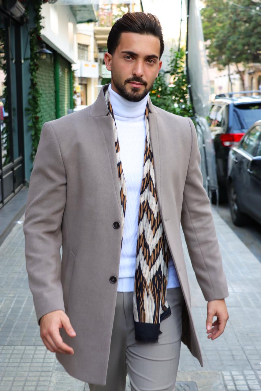 Minimalist Charm: Mocha Mao Collar Coat