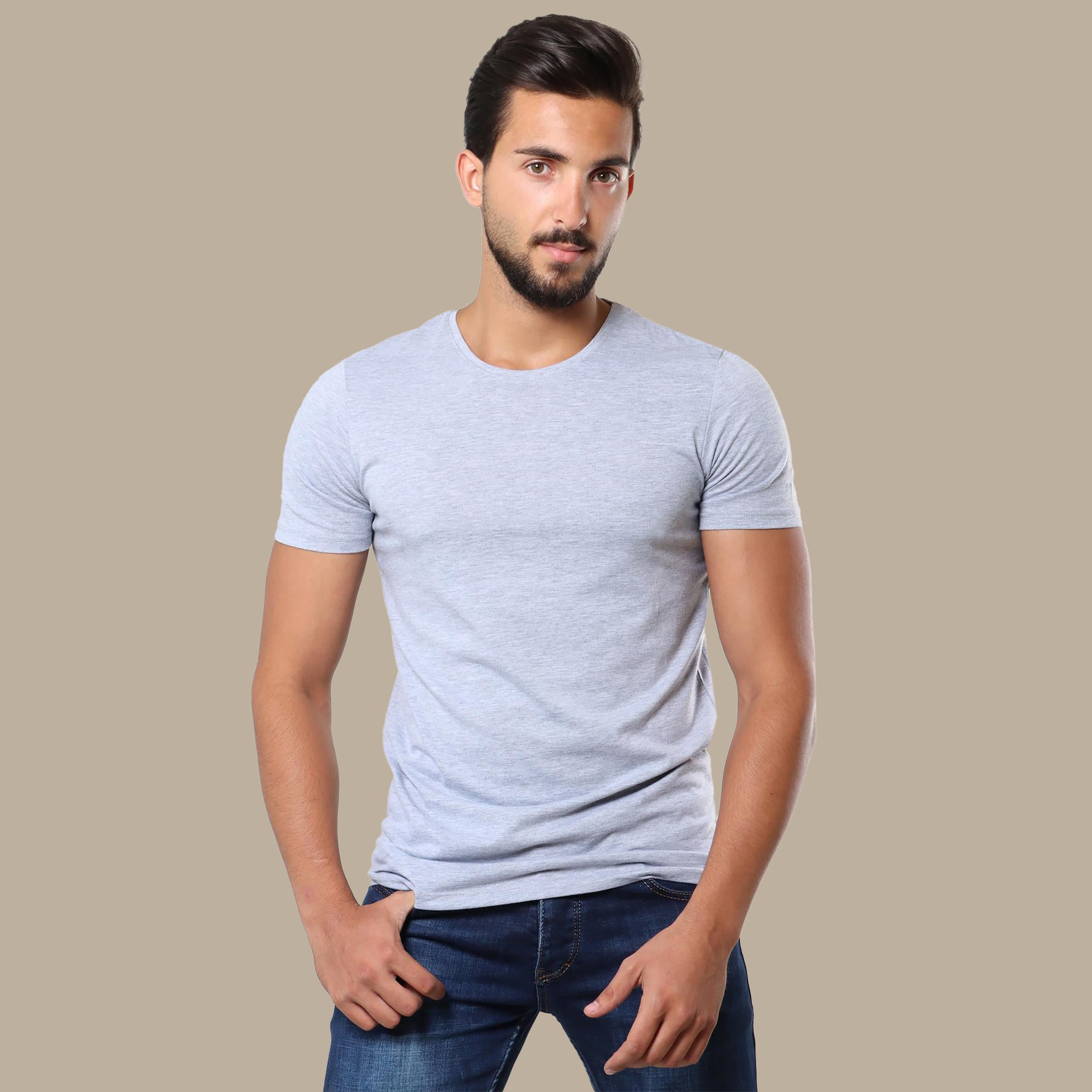 Light Grey Basic R-Neck T-Shirt