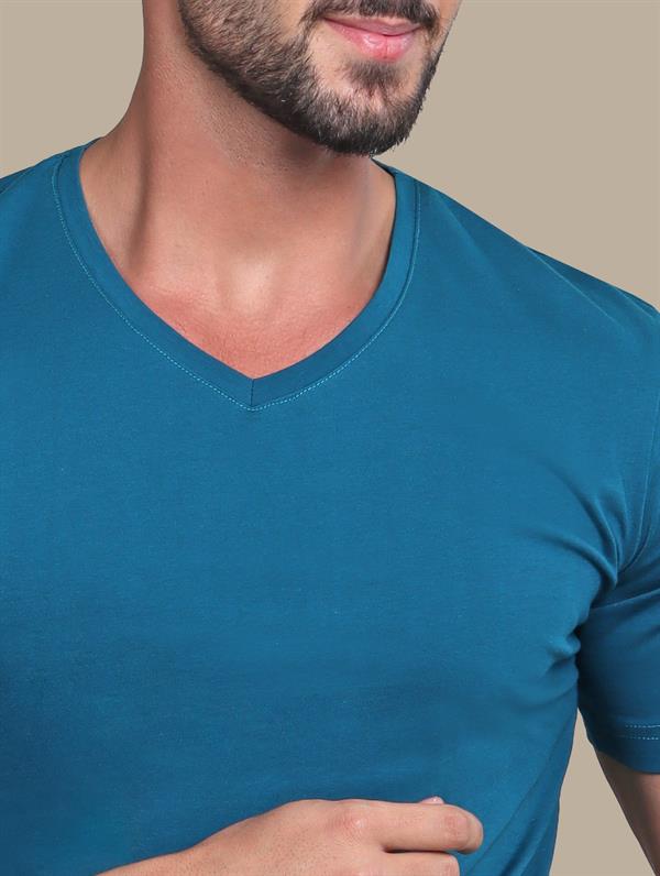 Petrol Basic V-Neck T-Shirt
