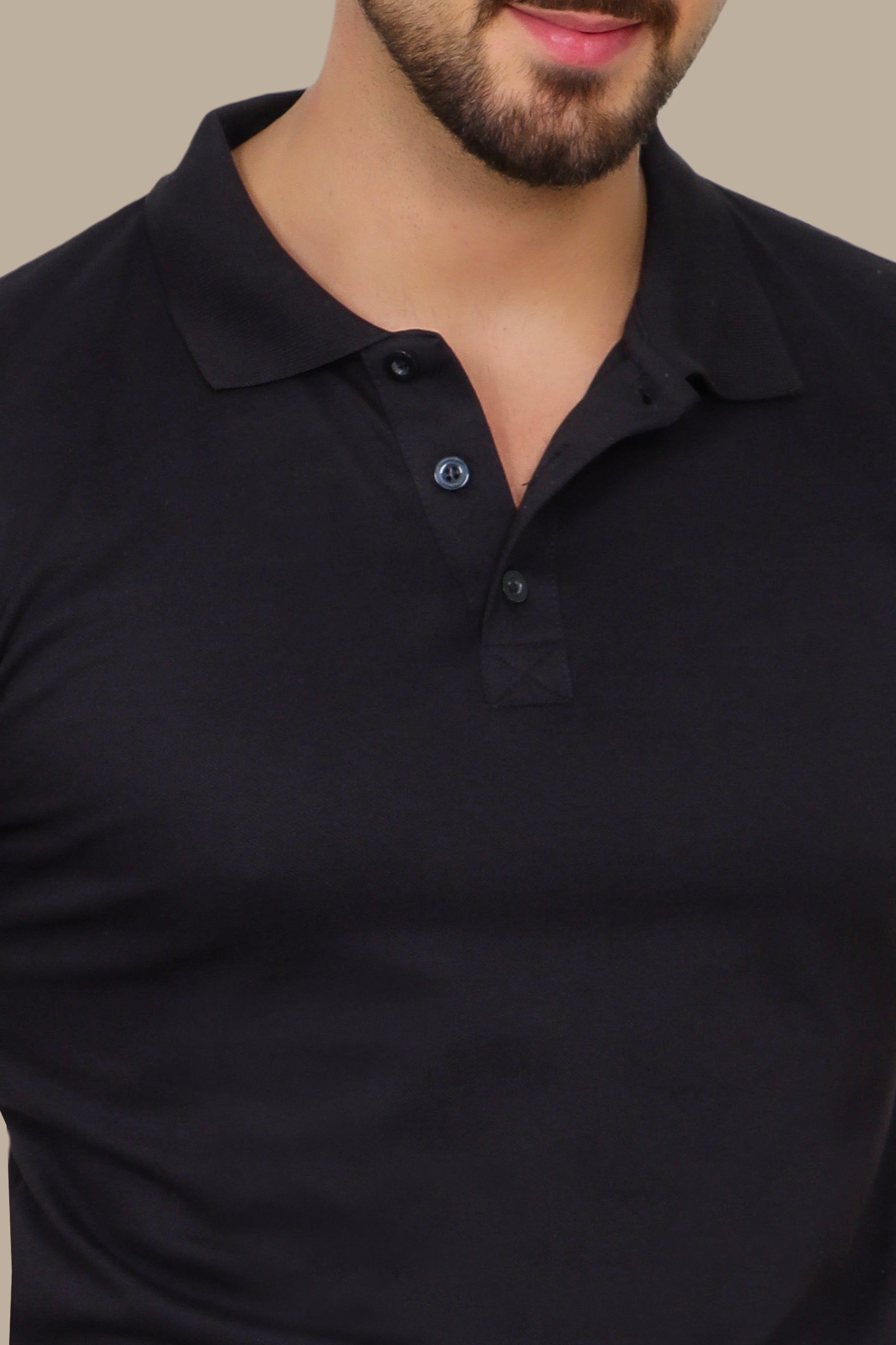 Black Basic Plain Polo Shirt