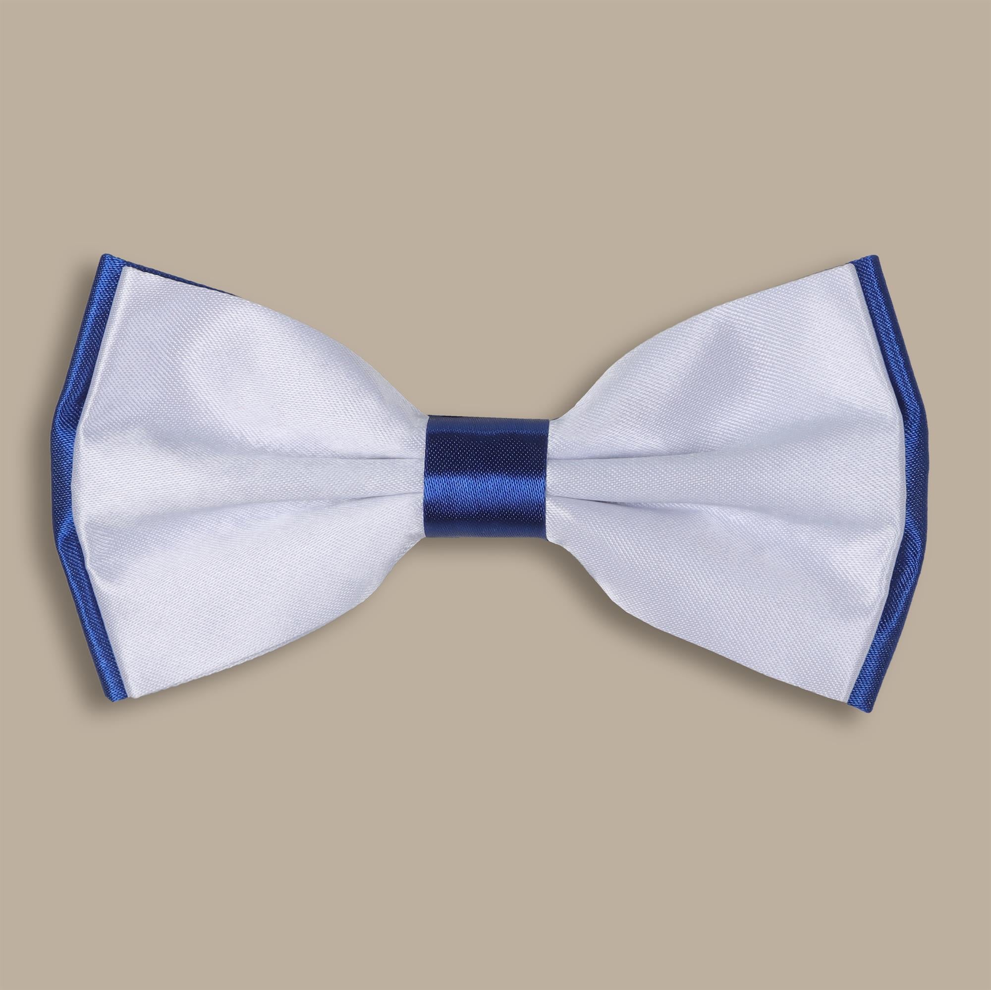 Indigo and White Double-Face Satin Bowtie