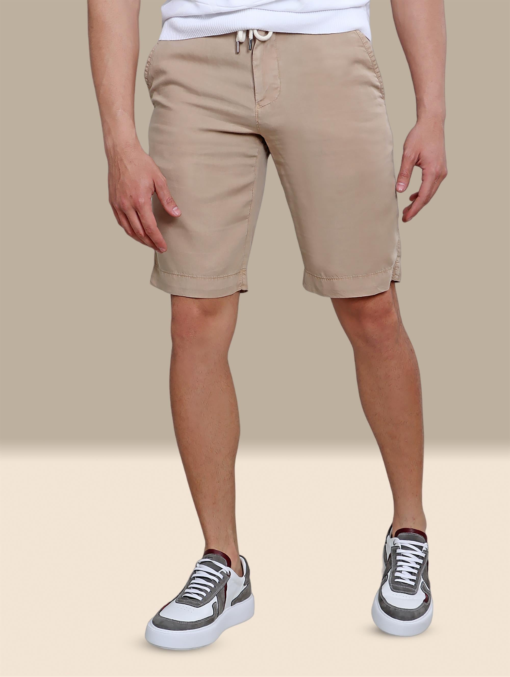 Short Tencel With Elastic Band | Beige