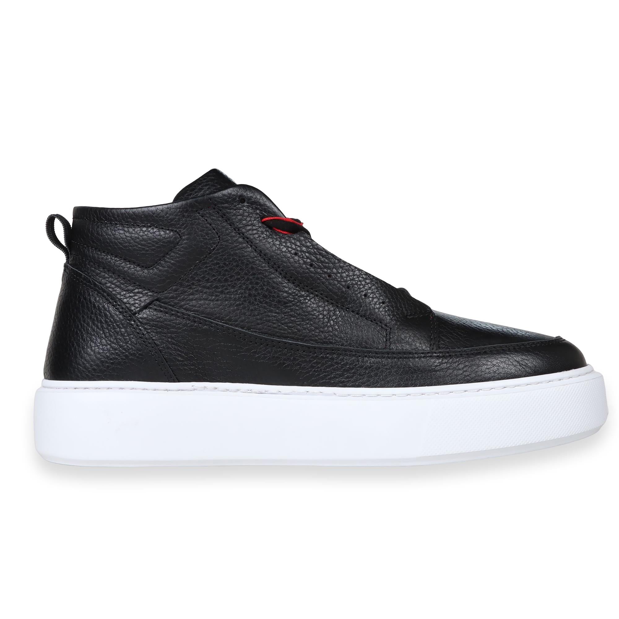 Red & Black Half Boot Sneakers: Lined Detail