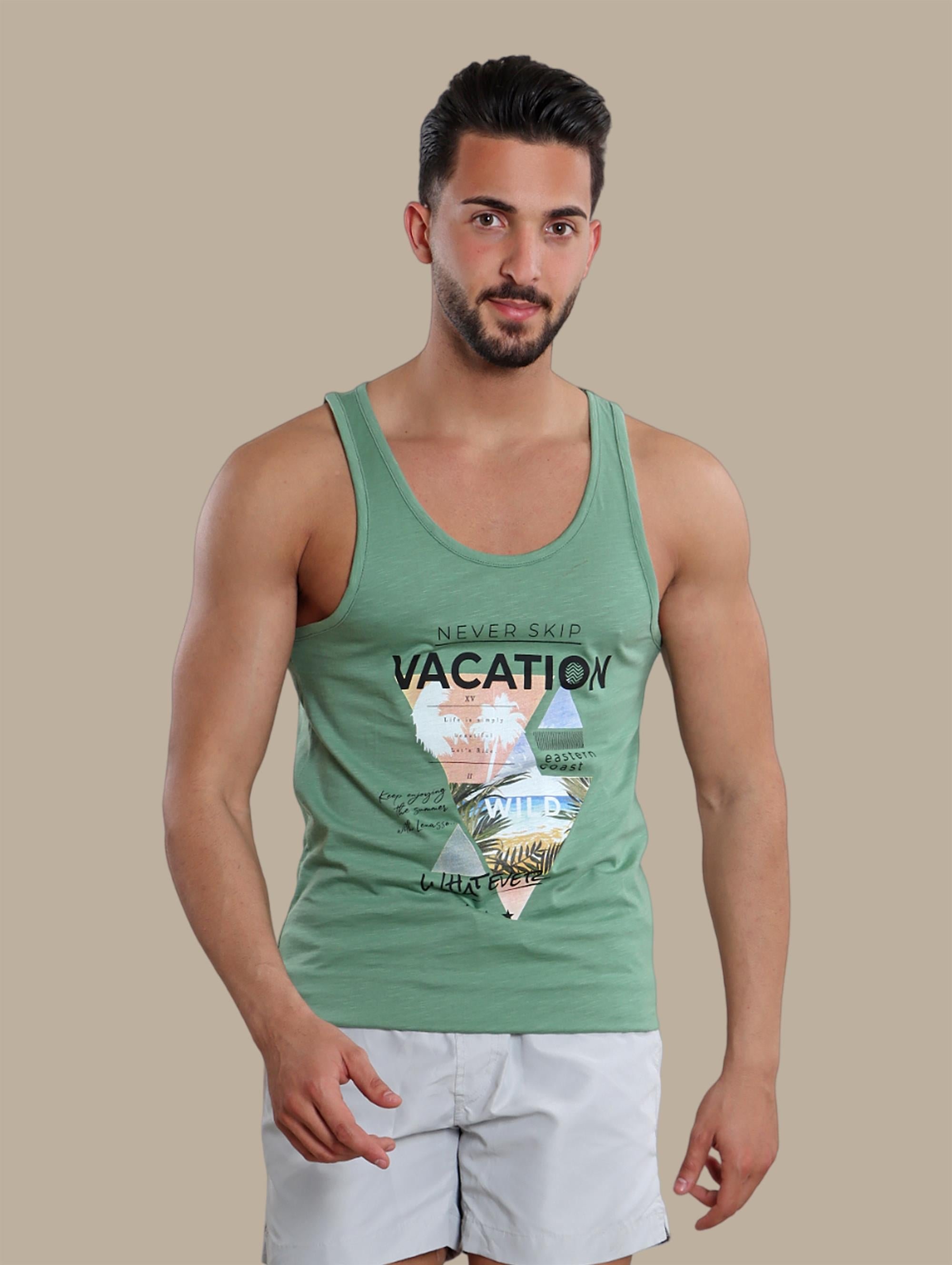 Green Oasis: Sleeveless Vacation Shirt
