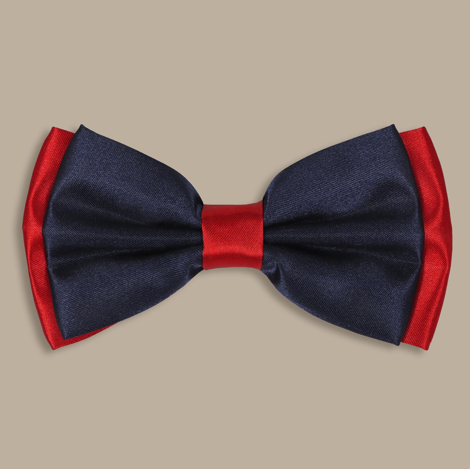 Red & Navy Double-Faced Satin Bowtie