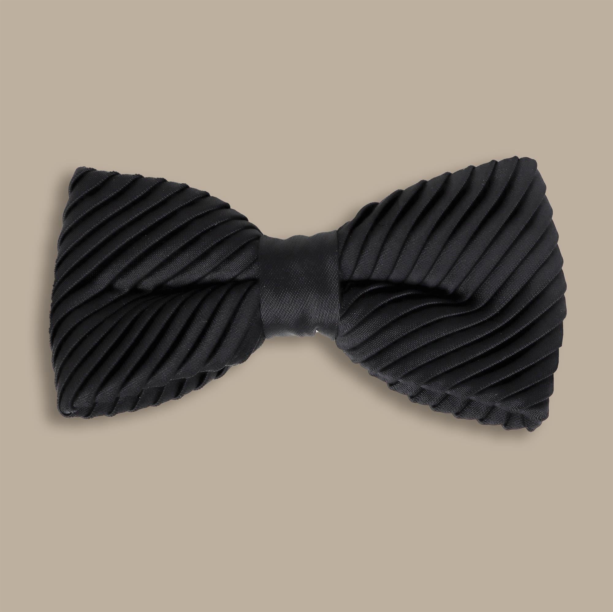 Pleated Black Bowtie