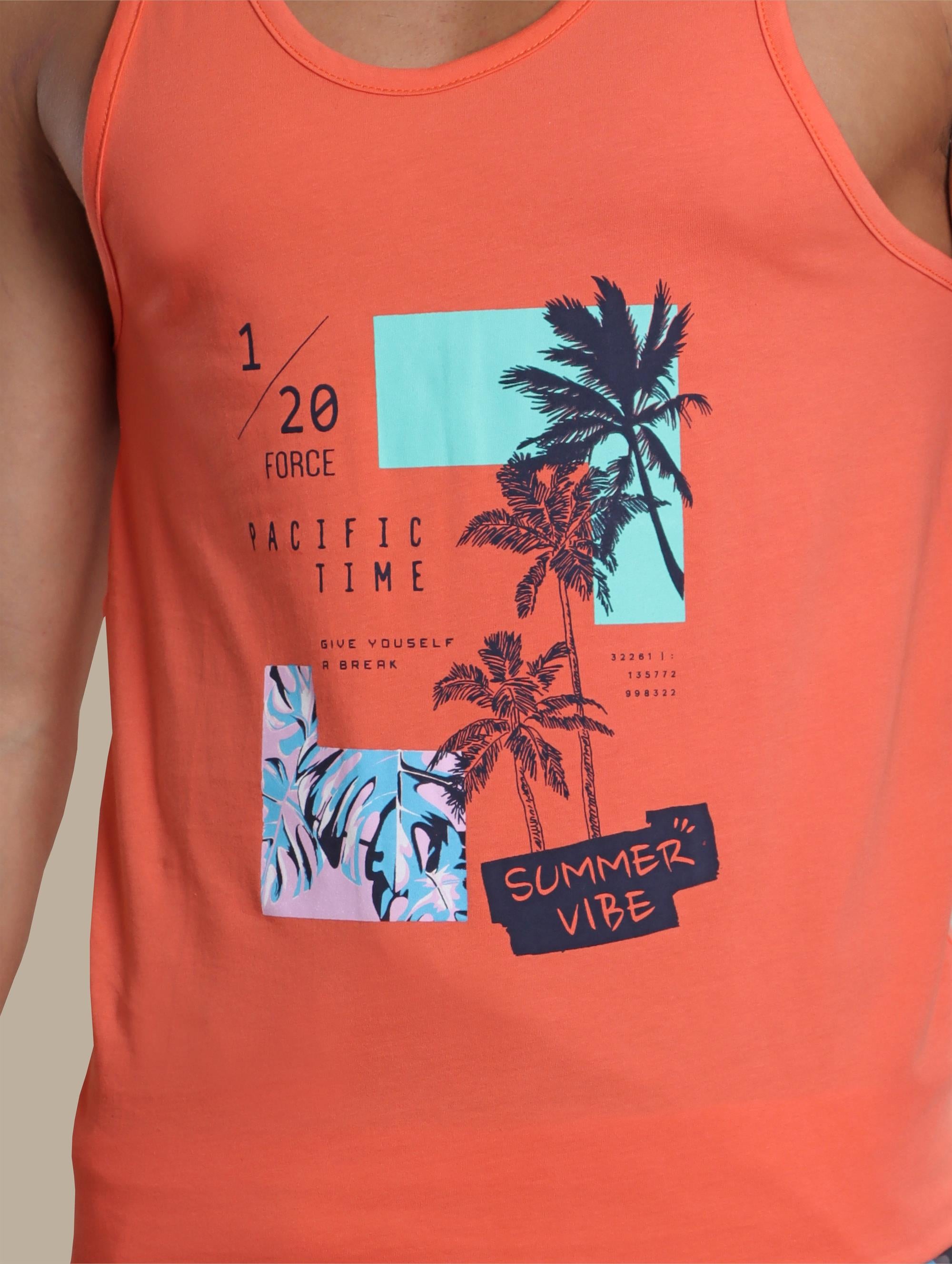 Pure Summer: Coral Sleeveless Vibes Shirt