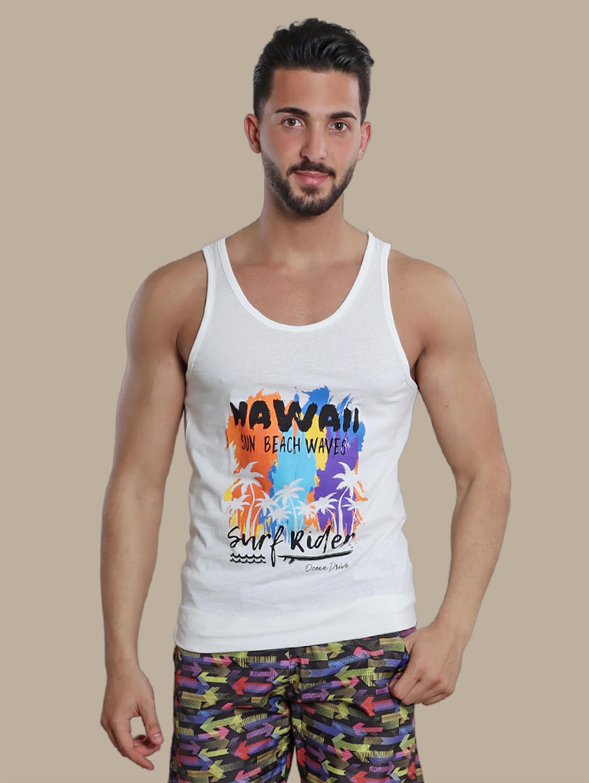 Island Breeze: White Sleeveless Shirt