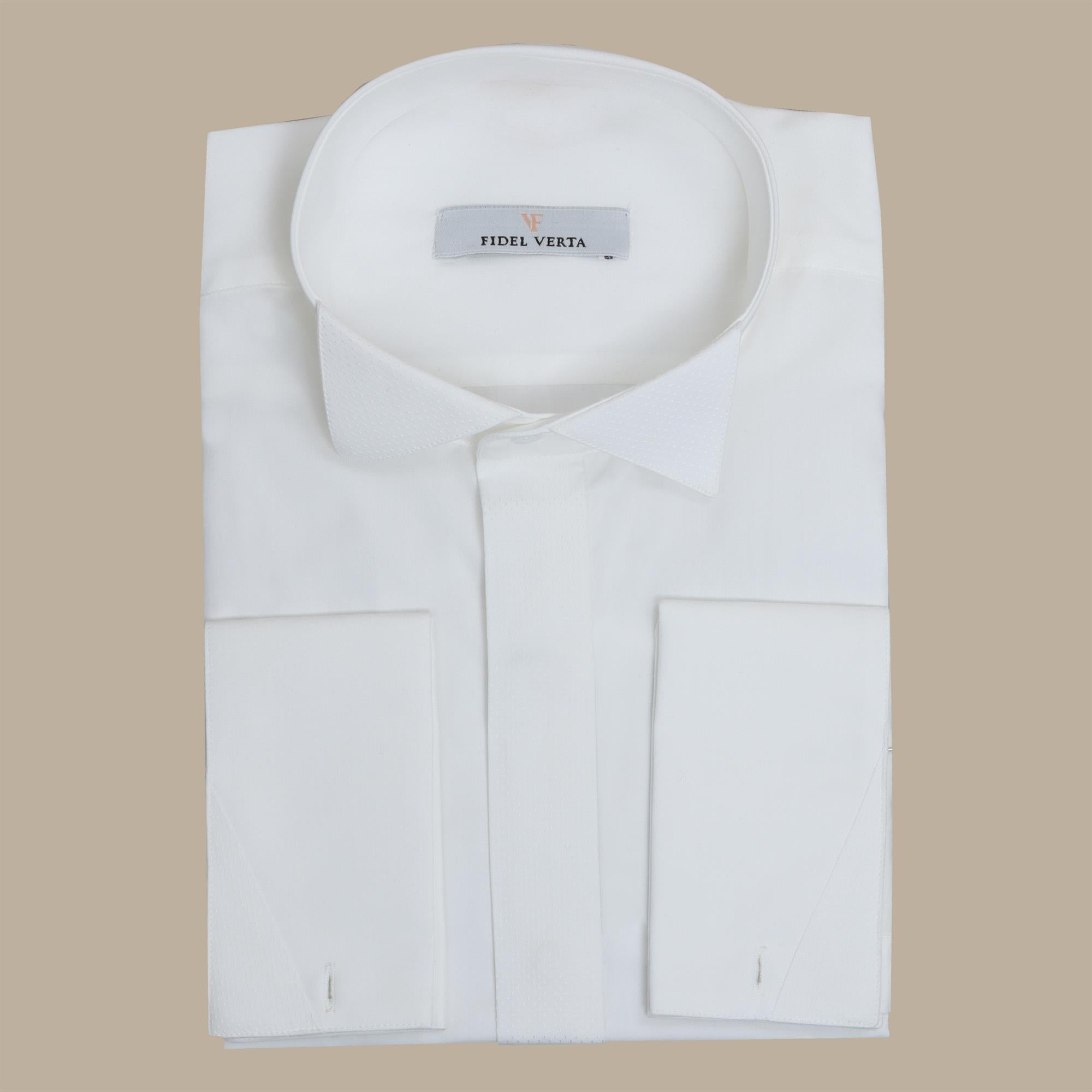 White Tuxedo Shirt with Dots