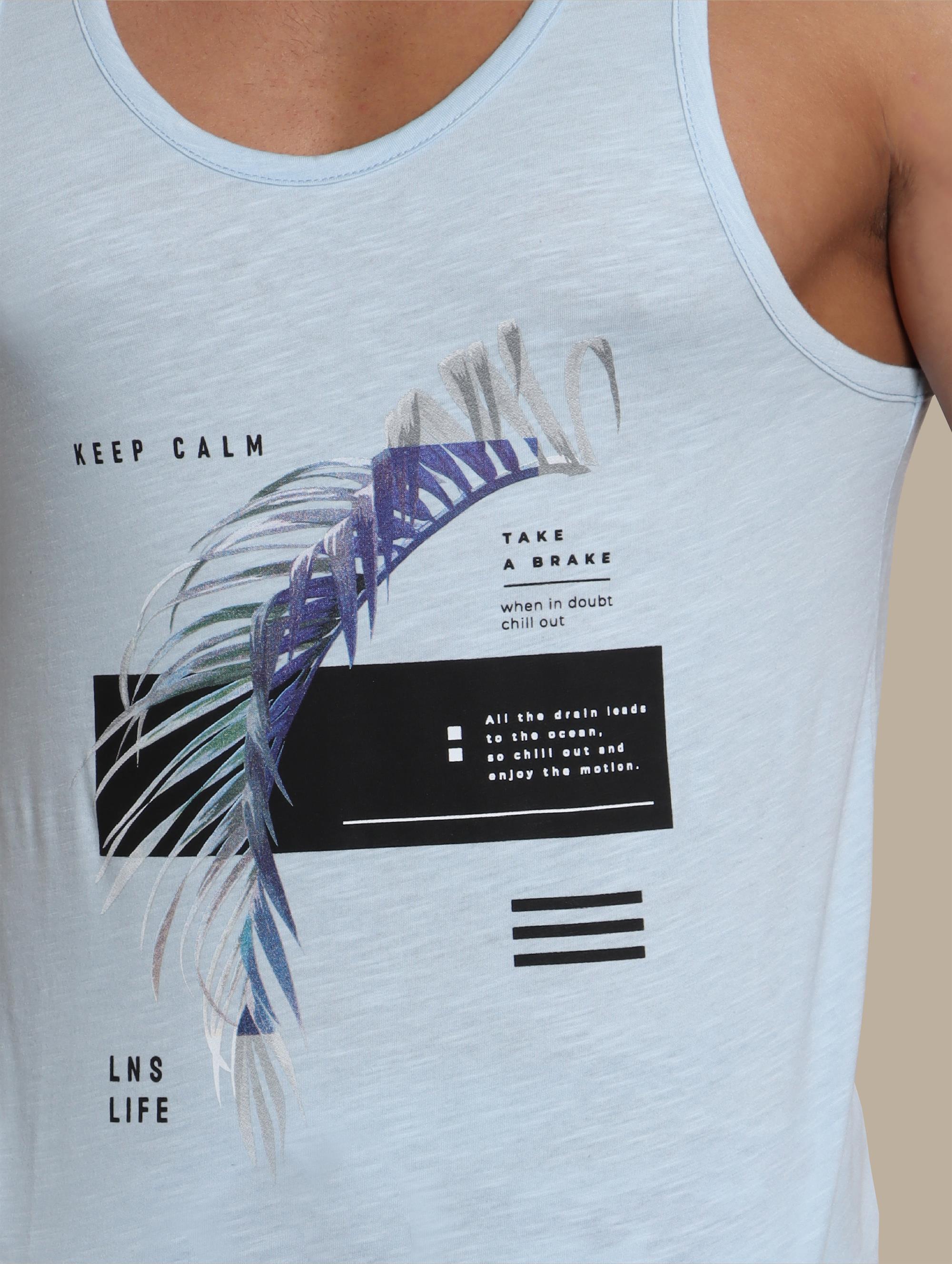 Tranquil Waves: Light Blue Sleeveless Shirt