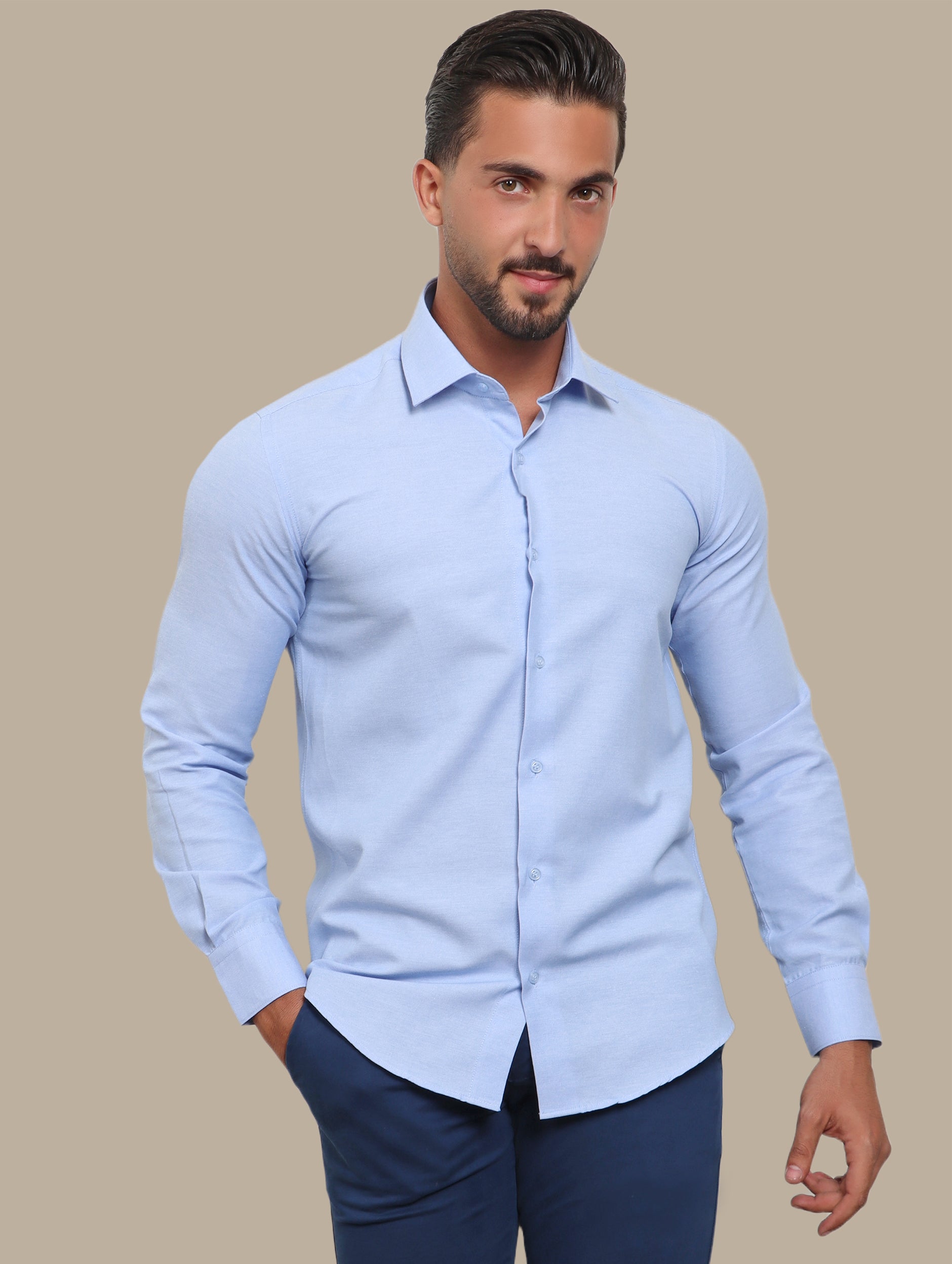 Shirt Chambray Slim Fit | Aqua