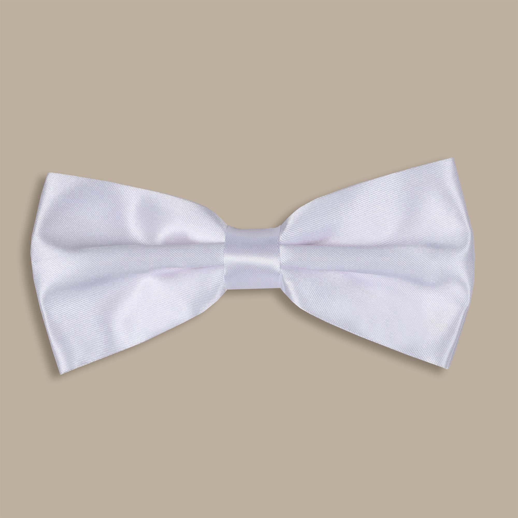 Classic White Satin Bowtie