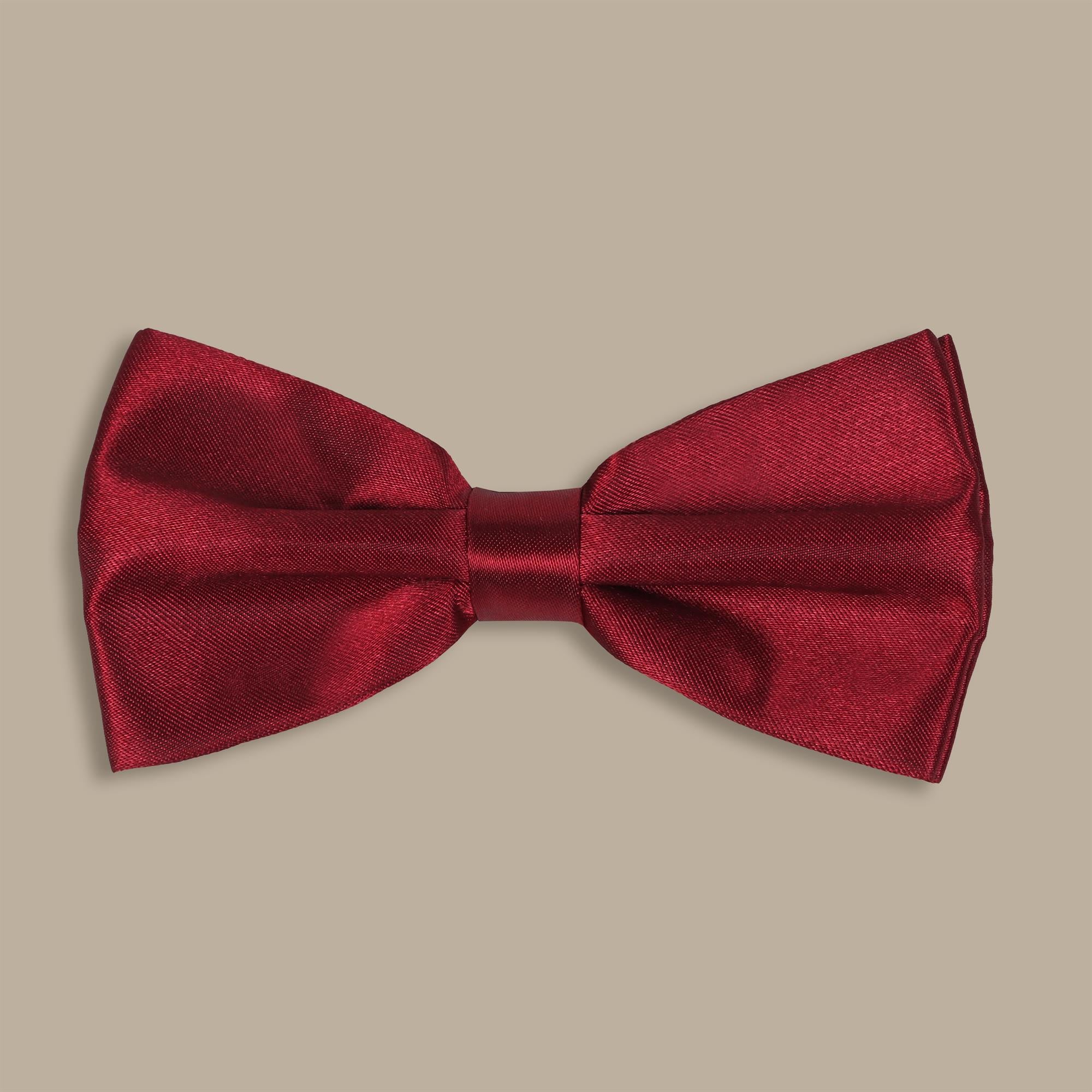 Brick Red Satin Plain Bowtie