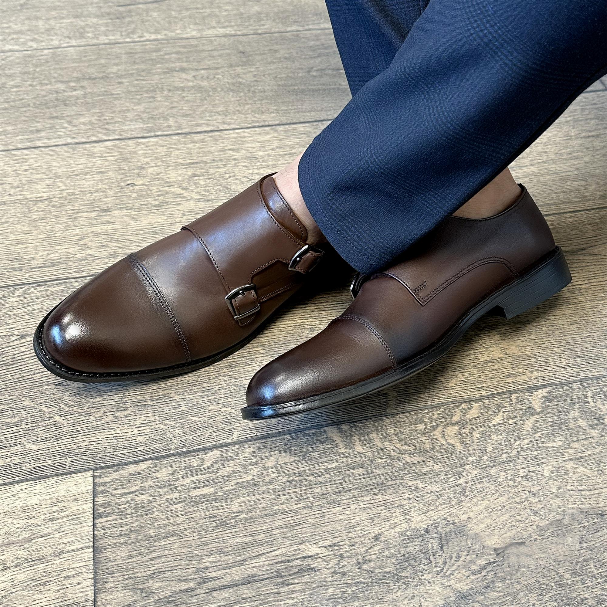 Brown Classic Double Monk Shoes