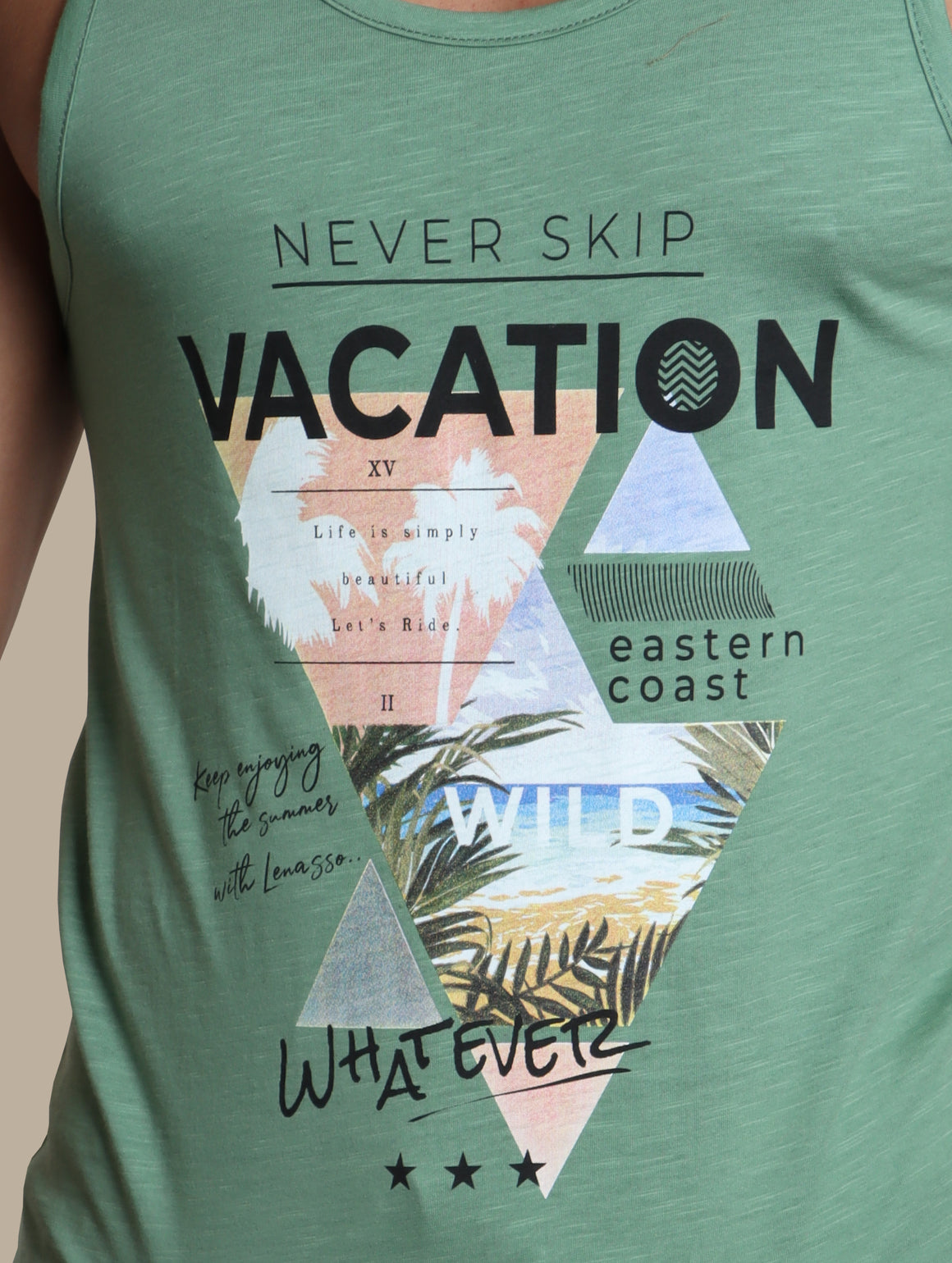 Green Oasis: Sleeveless Vacation Shirt