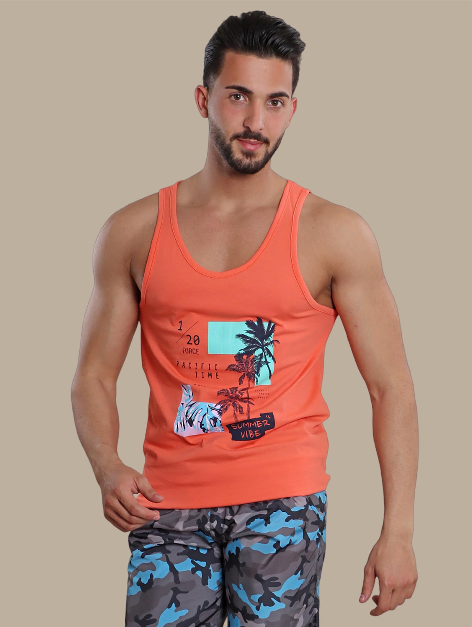 Pure Summer: Coral Sleeveless Vibes Shirt