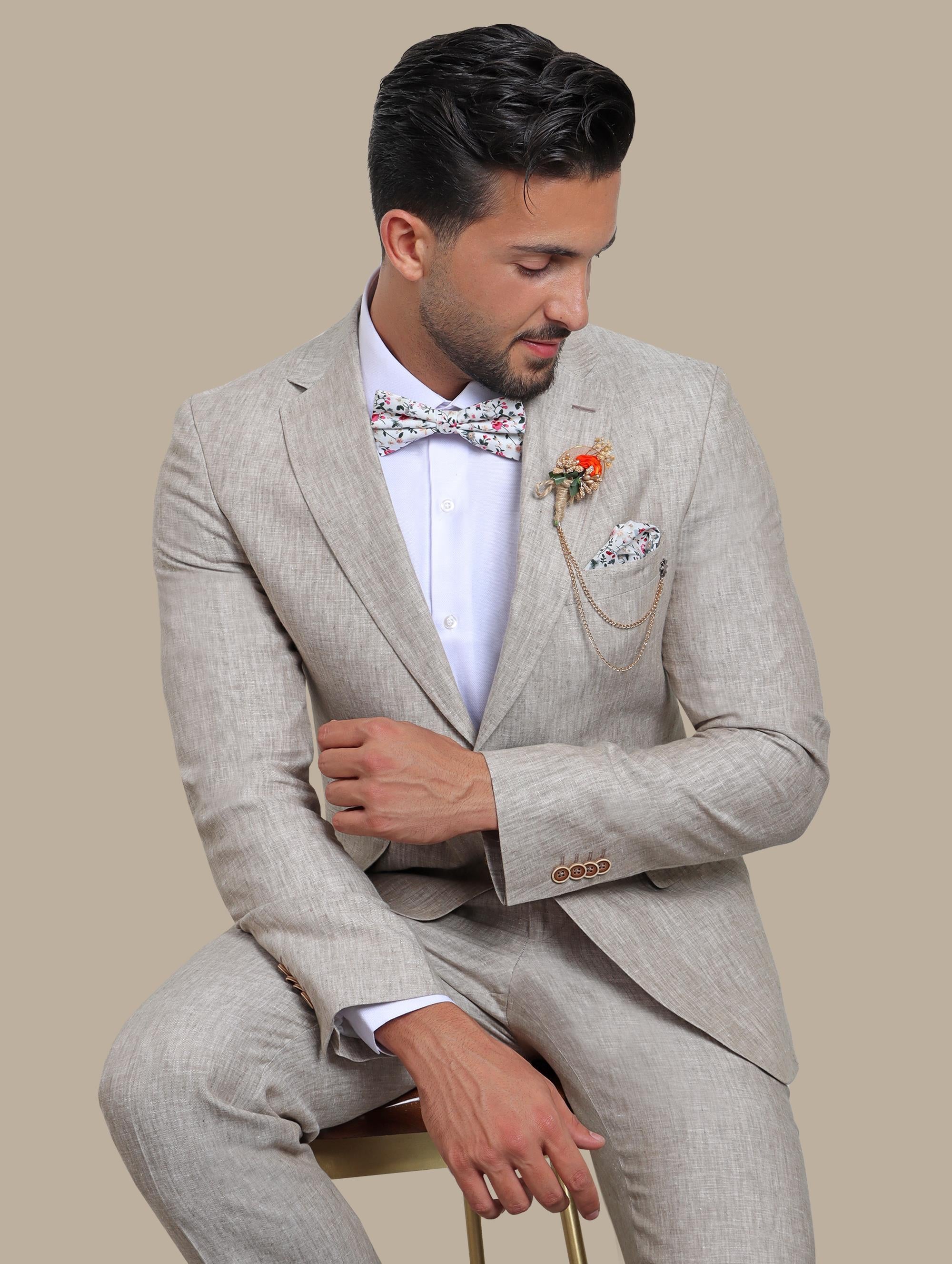 Beige Bliss: Linen Suit Perfection