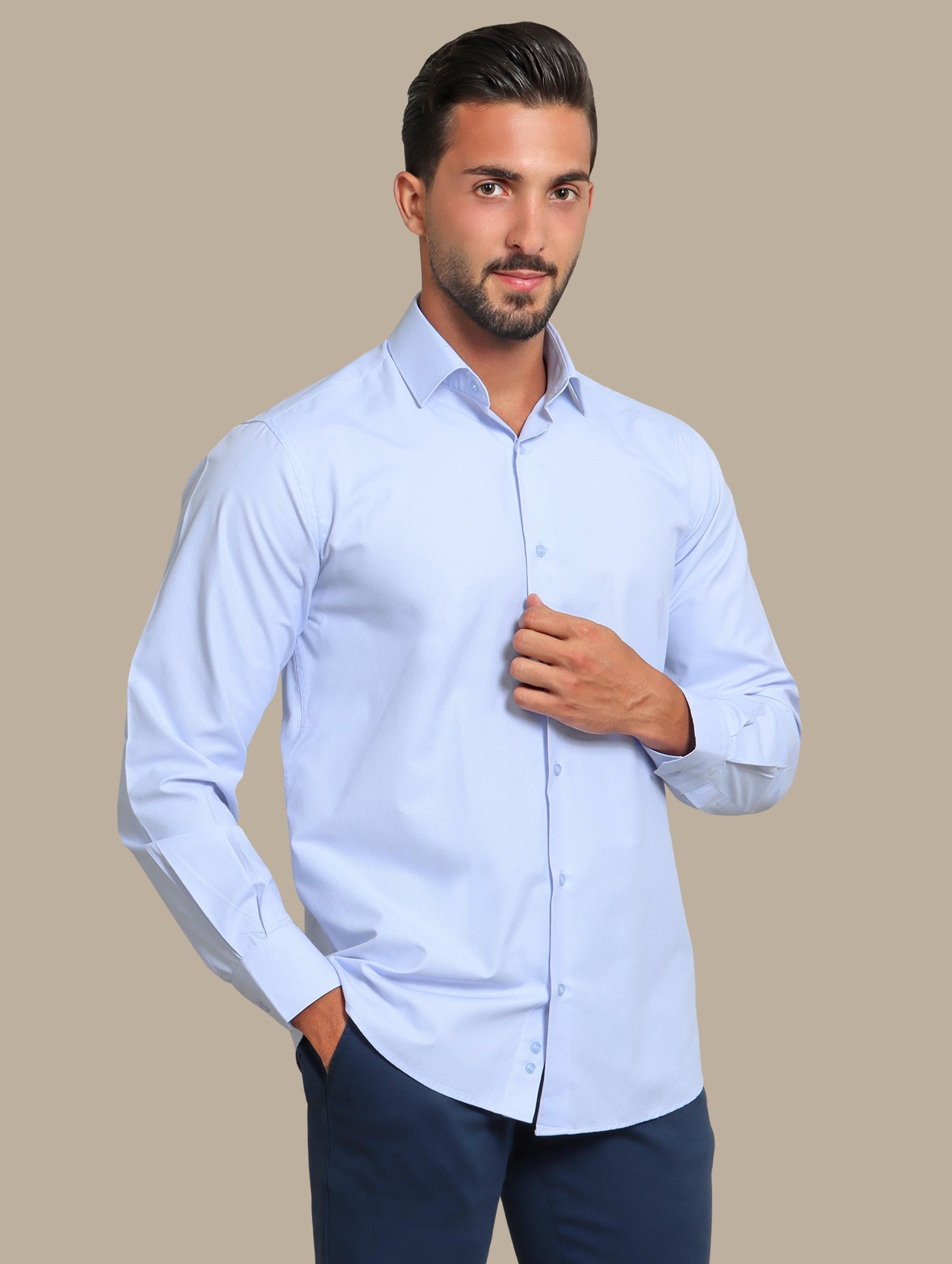 Structured Regular Light Blue Shirt
