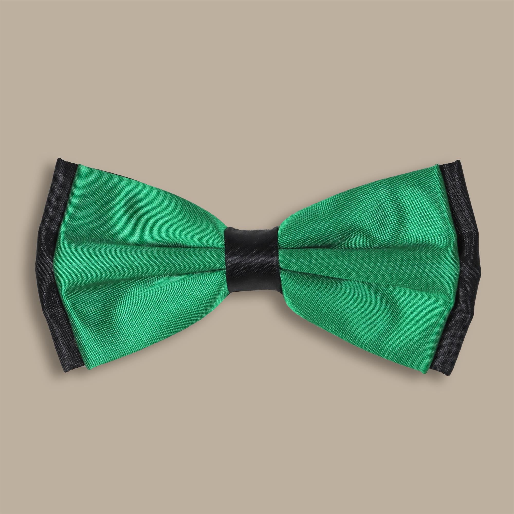 Double-Face Satin Bowtie | Black & Green