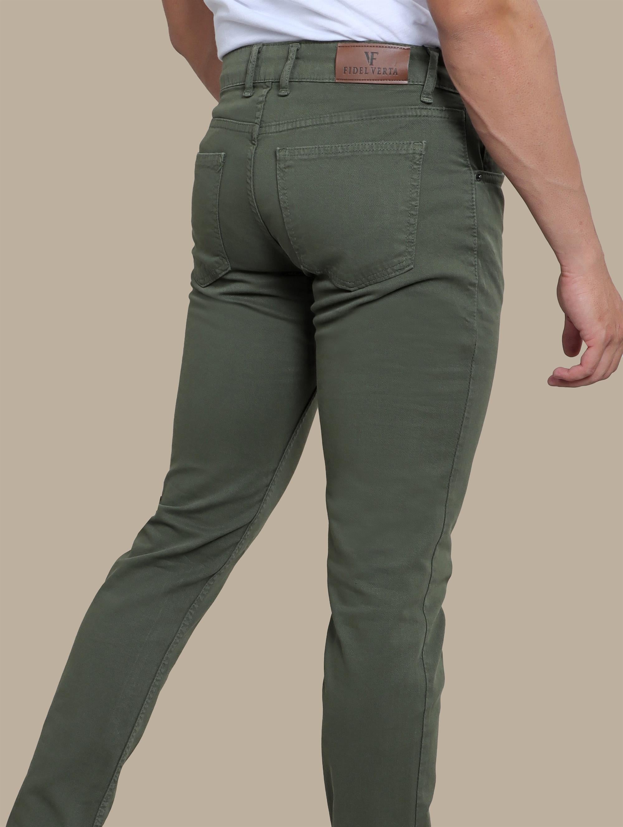 Emerald Elegance: 5-Pocket Oxford Pants in Rich Green Hues
