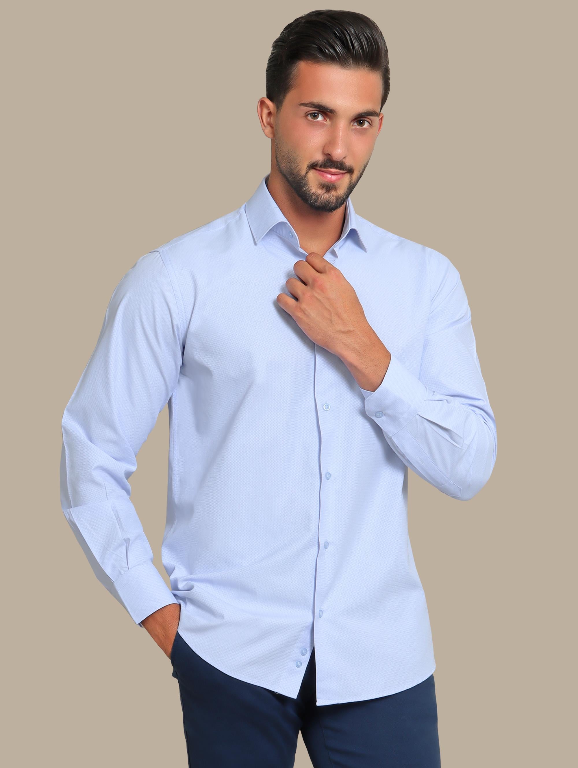 Structured Regular Light Blue Shirt