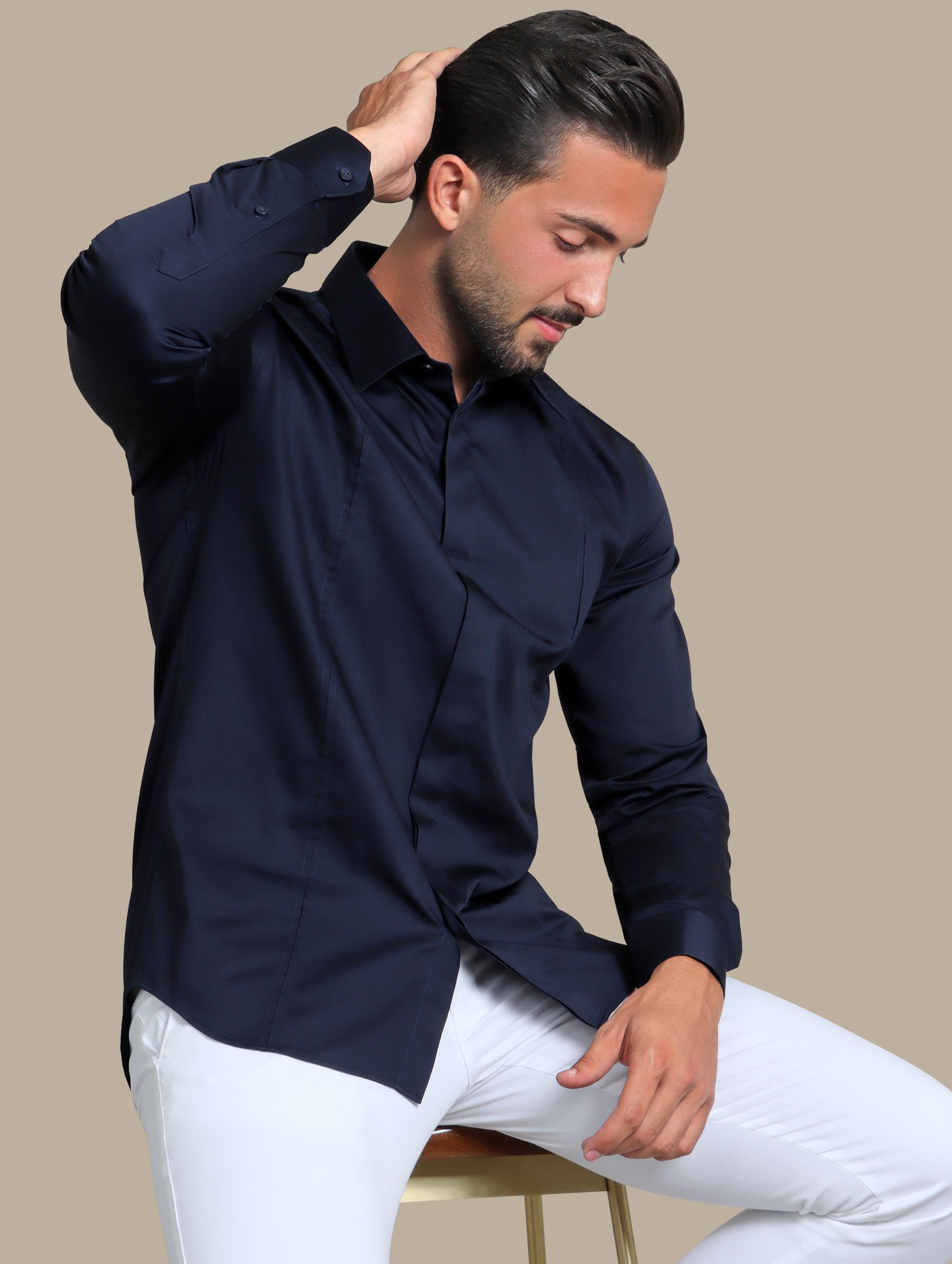Shirt Lycra Front Cut | Navy