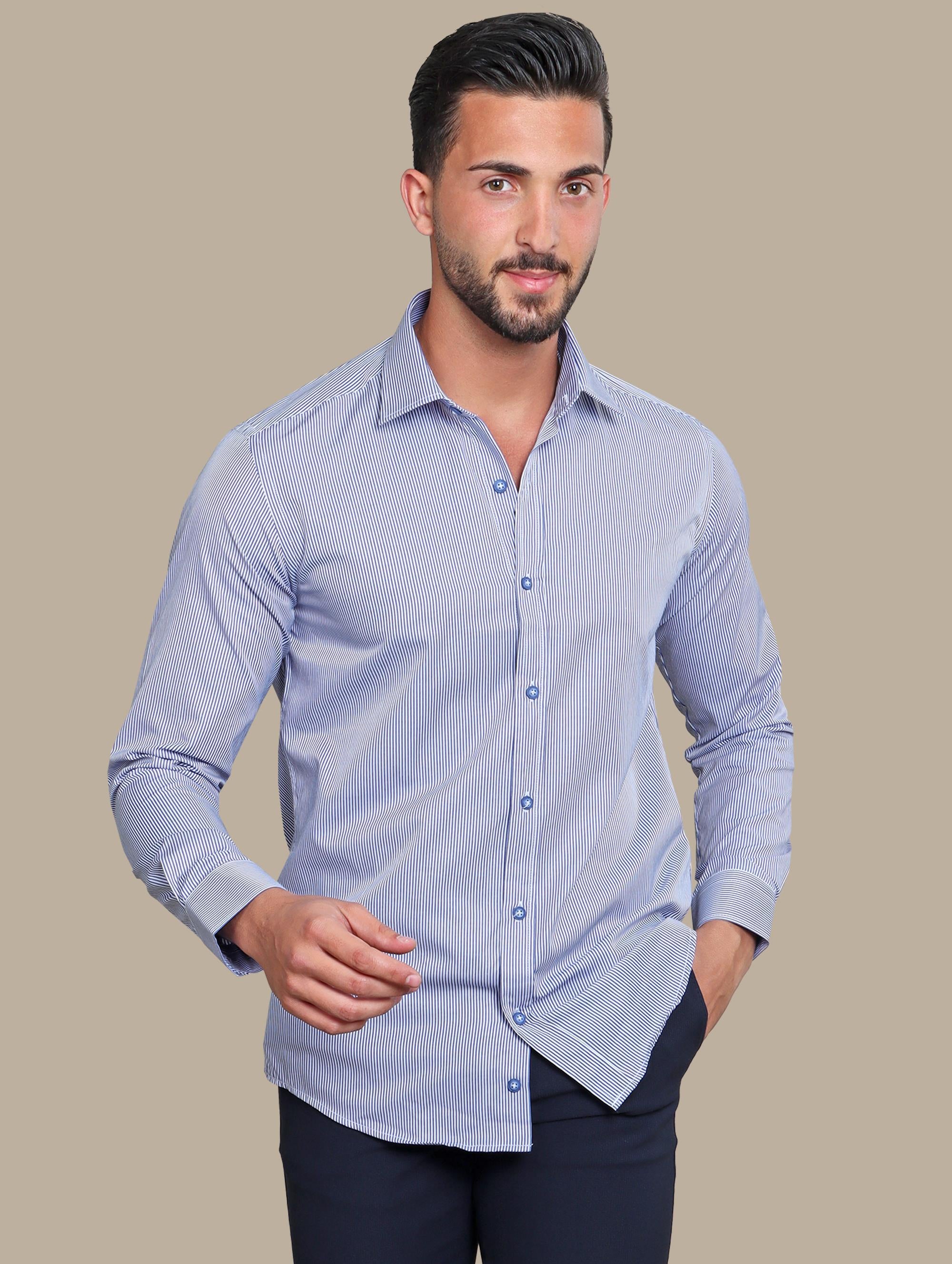 Navy Pinstripe Shirt: Classic Charm