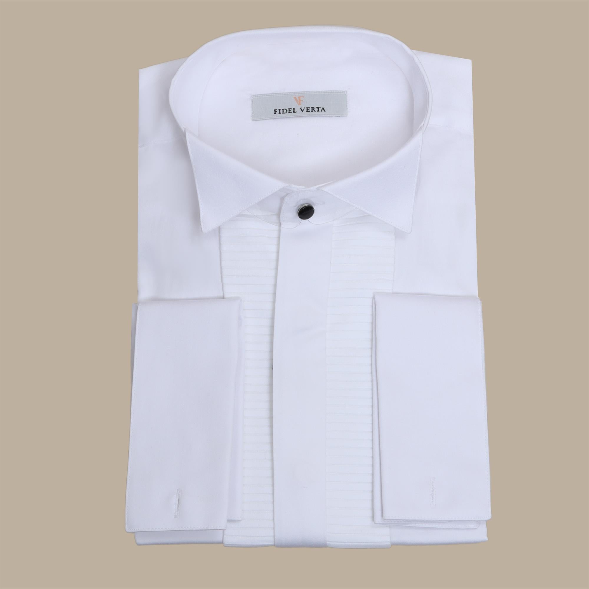 White Pleated Tuxedo Shirt