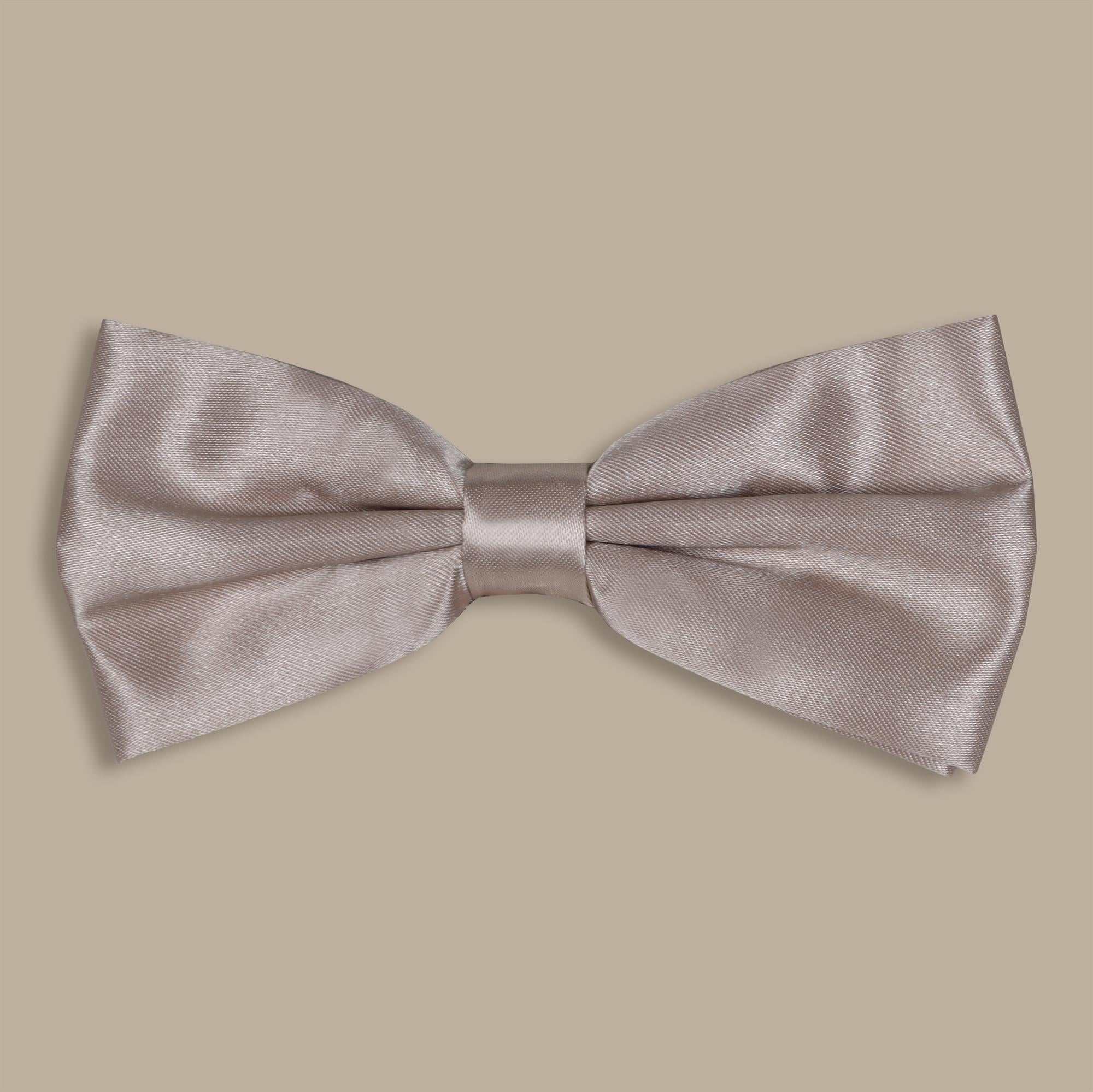Beige Satin Plain Bowtie