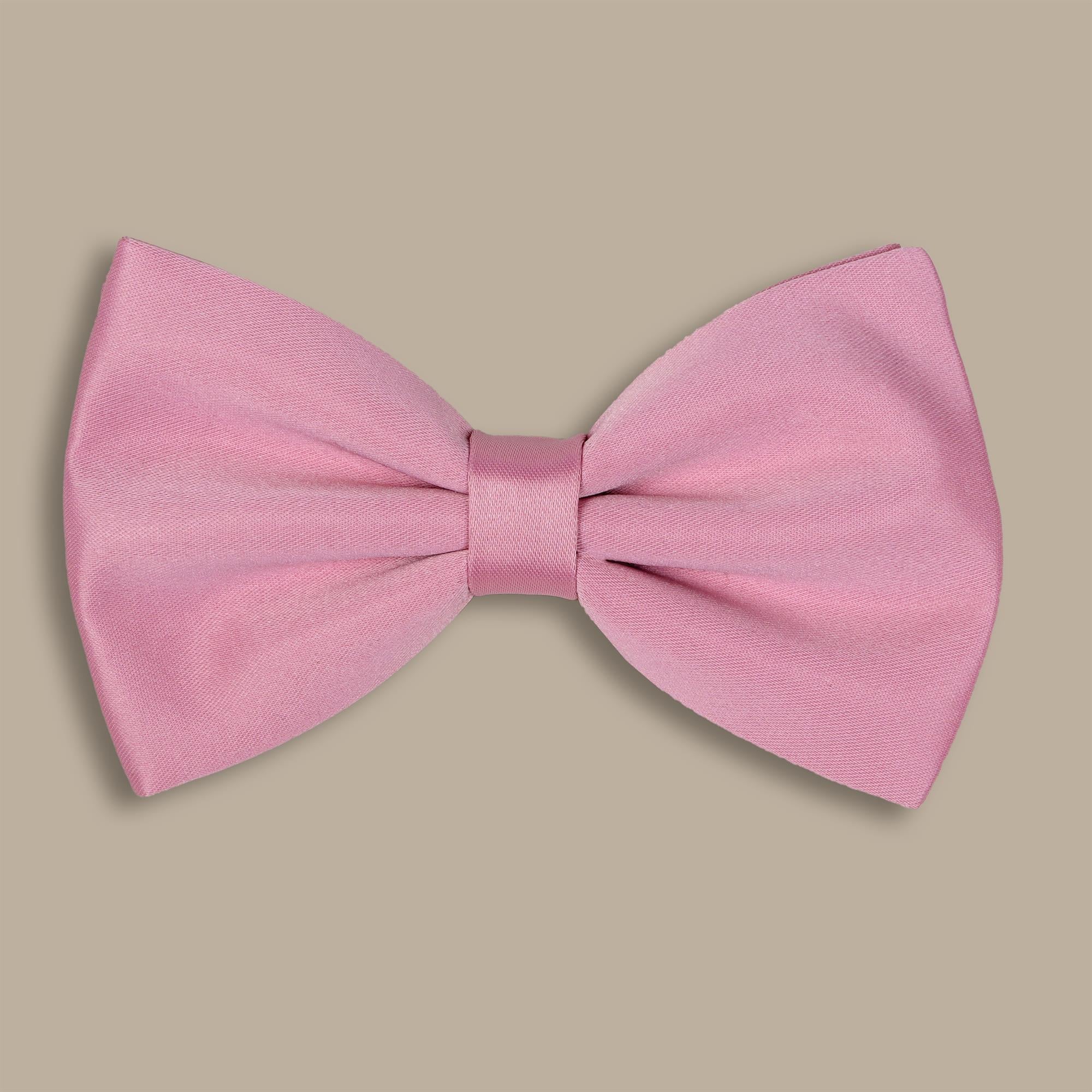 Big Pink Satin Plain Bowtie