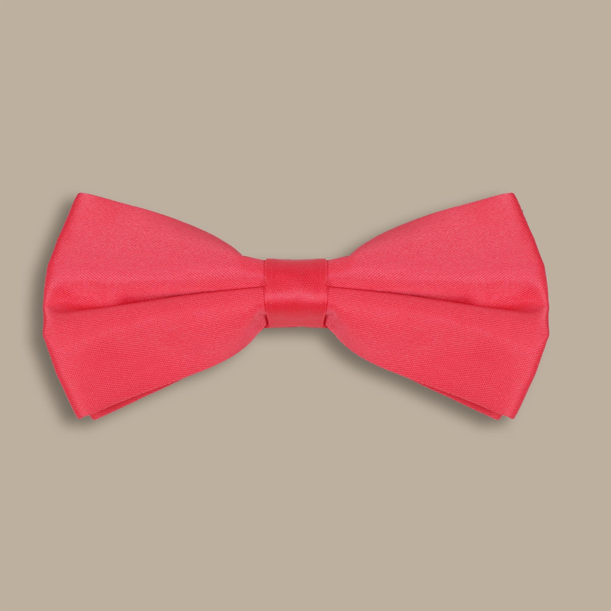 Coral Satin Matt Plain Bowtie