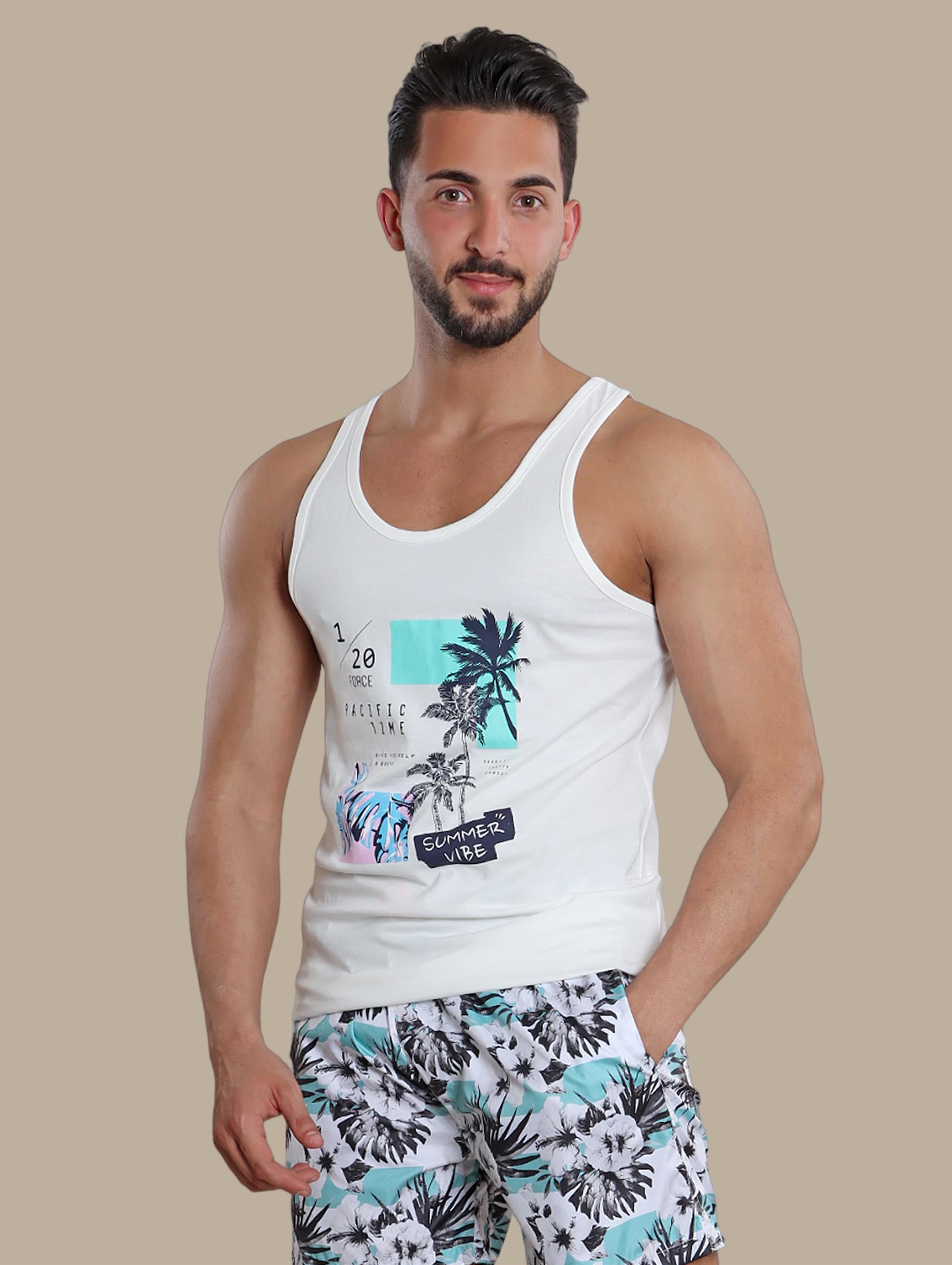 Pure Summer: White Sleeveless Vibes Shirt