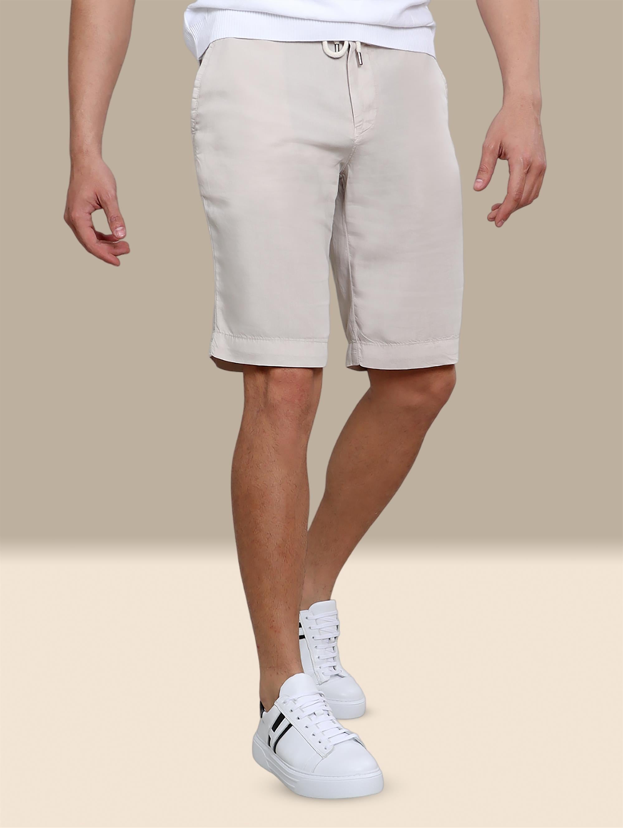 Short Tencel With Elastic Band | Light Beige