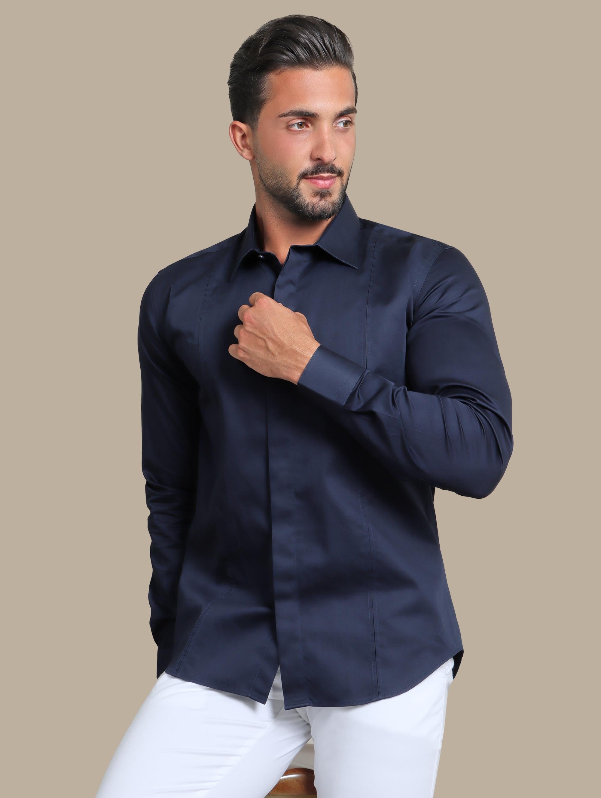 Shirt Lycra Front Cut | Navy