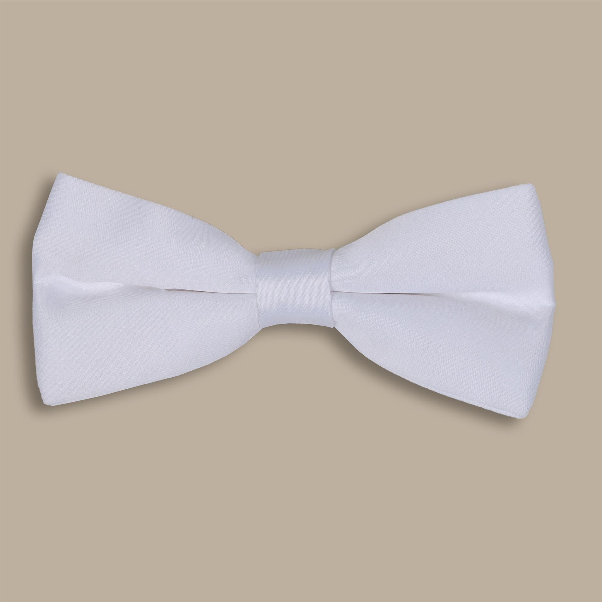 White Matte Satin Plain Bowtie