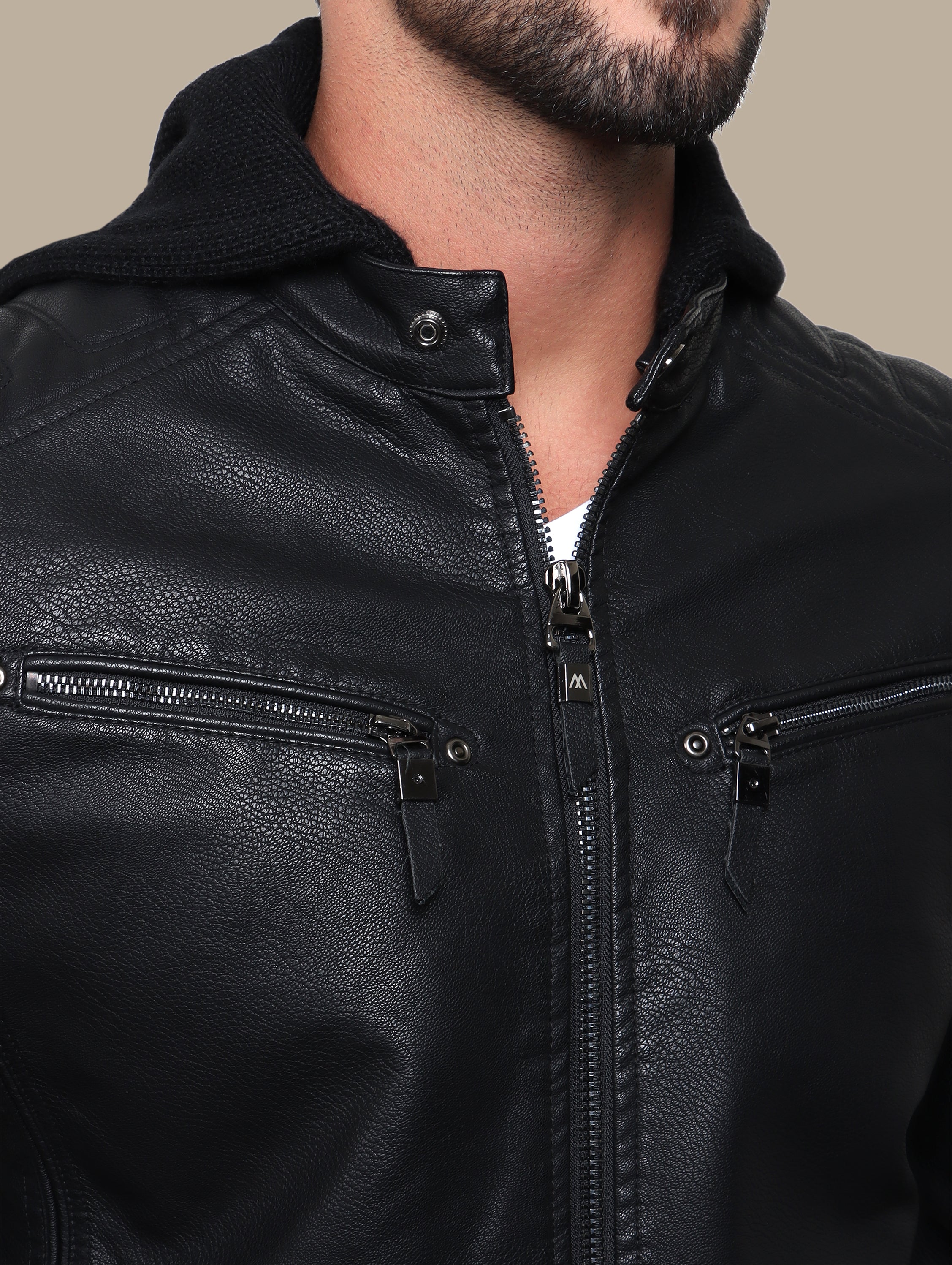 Jacket Faux Leather Classic Long | Black