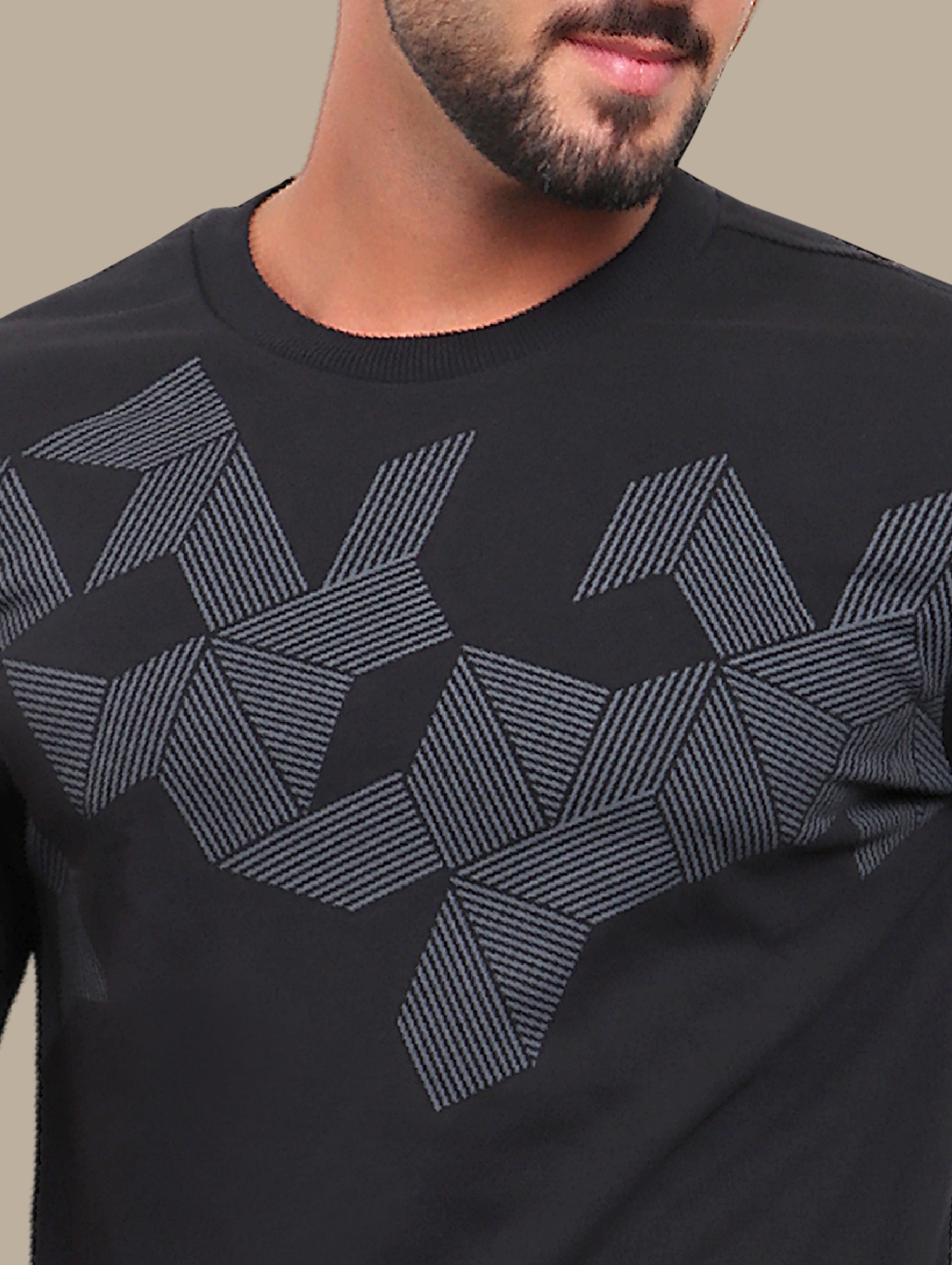 Black Patterned Sweatshirt