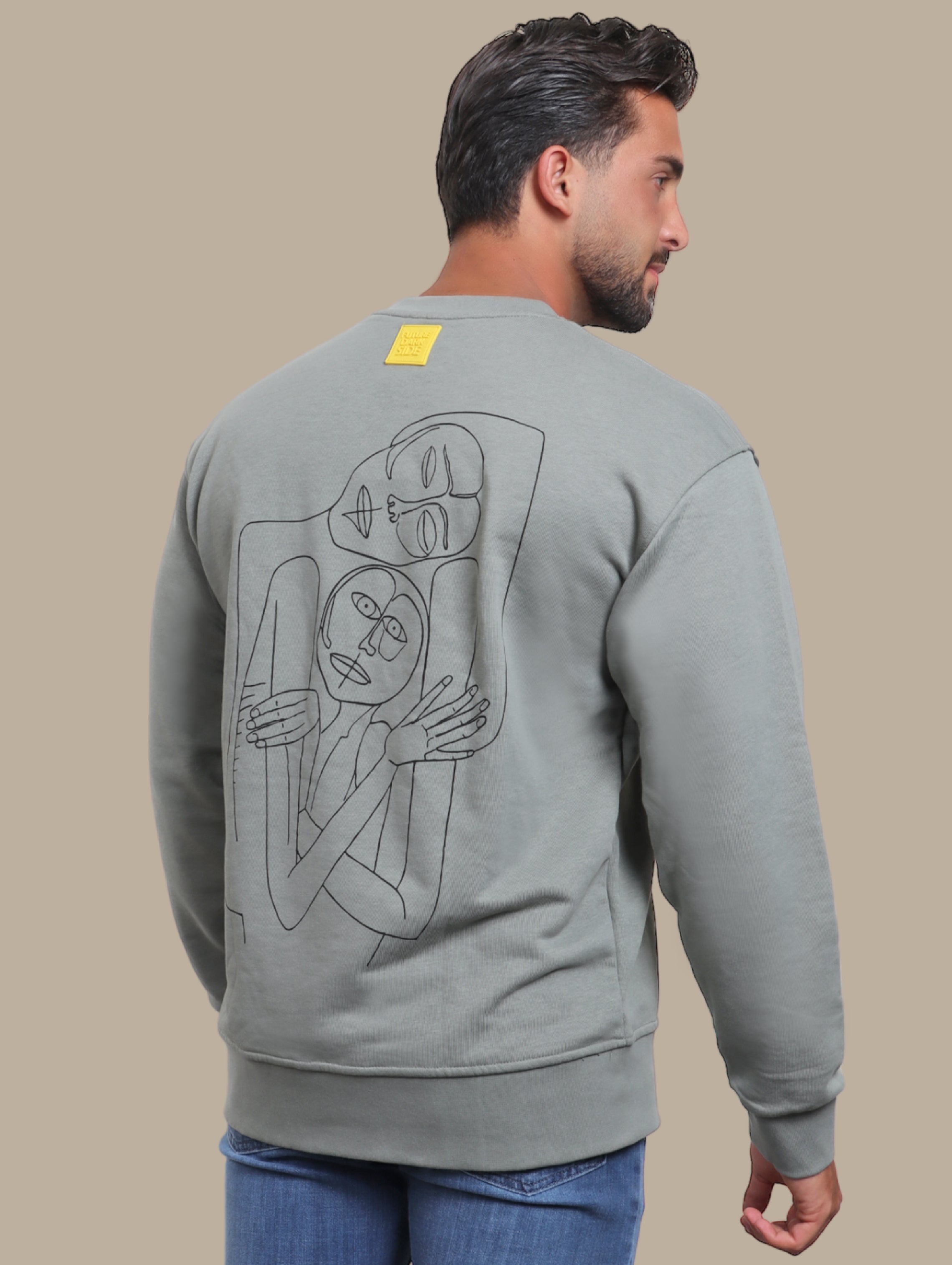 Sweatshirt Faces Back Print | Grey