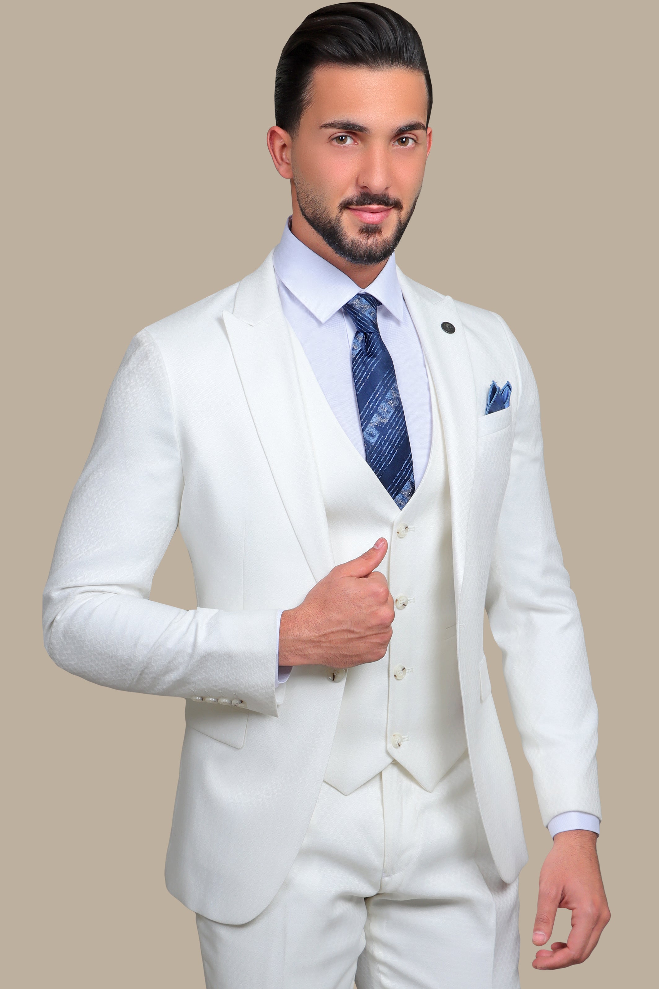 Pure Elegance: Structure 3-Piece Suit in Crisp White