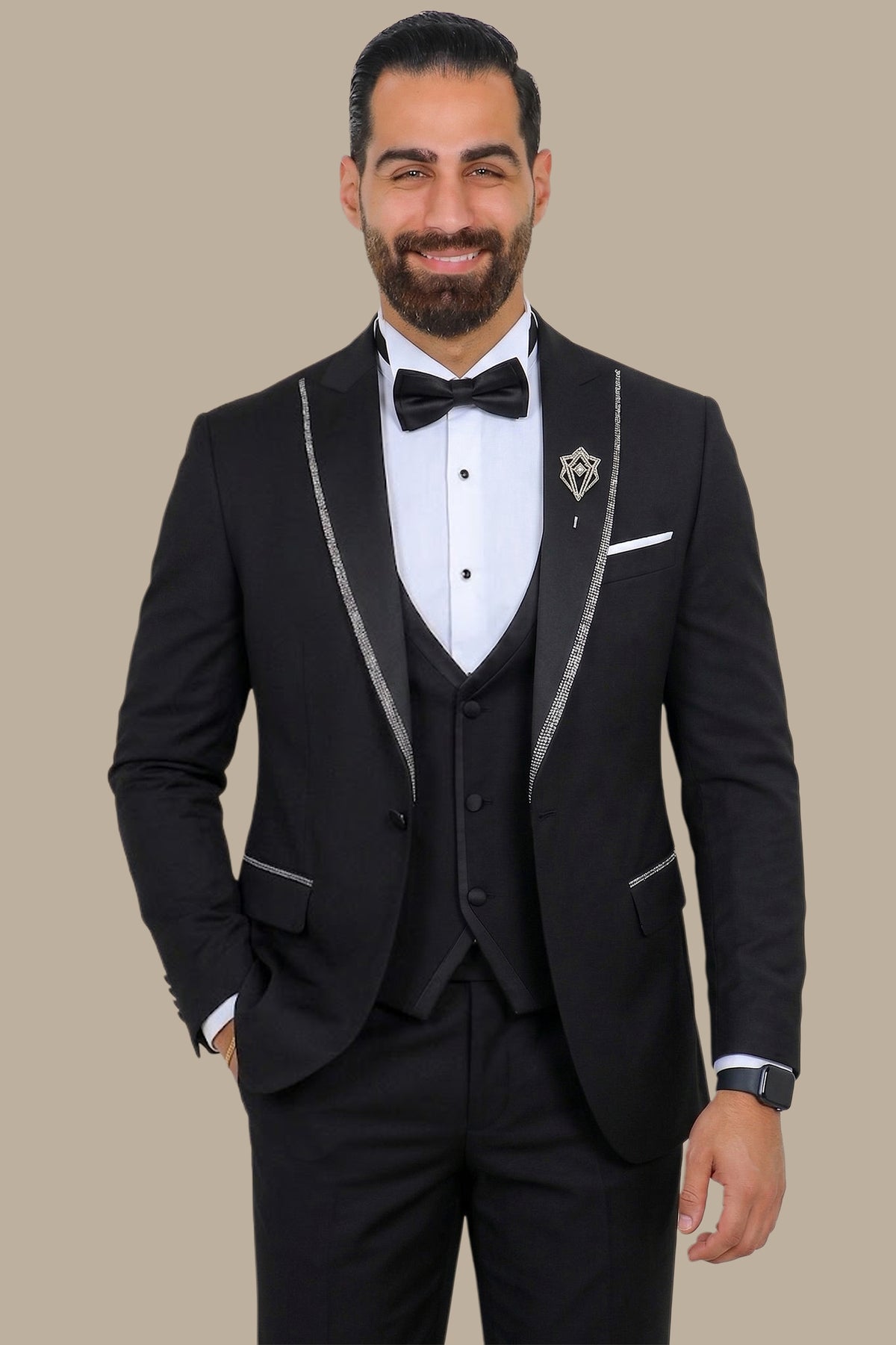 Tuxedo Piping Silver 4 Pcs | Black