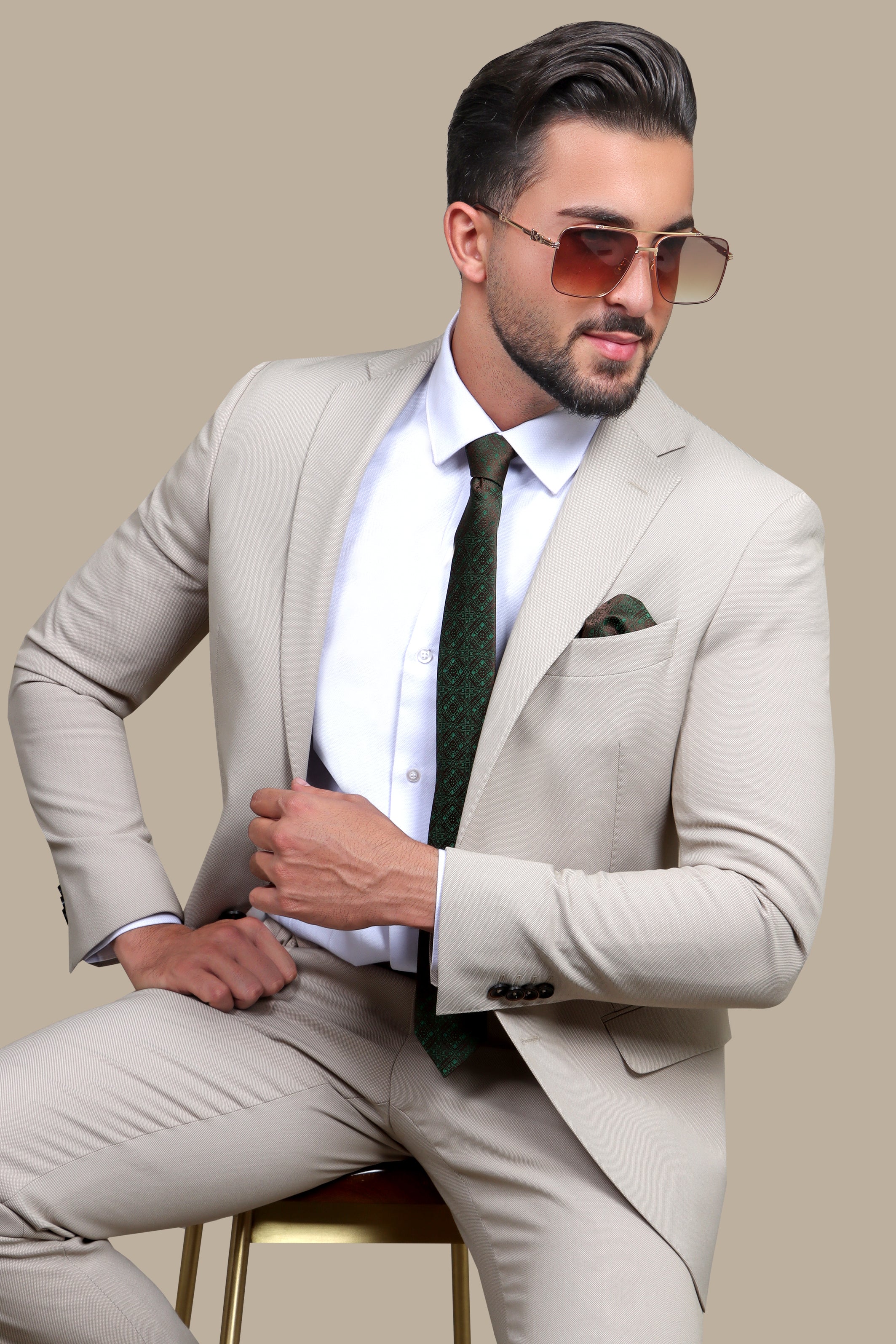 Suit Basic Pique Notch | Beige