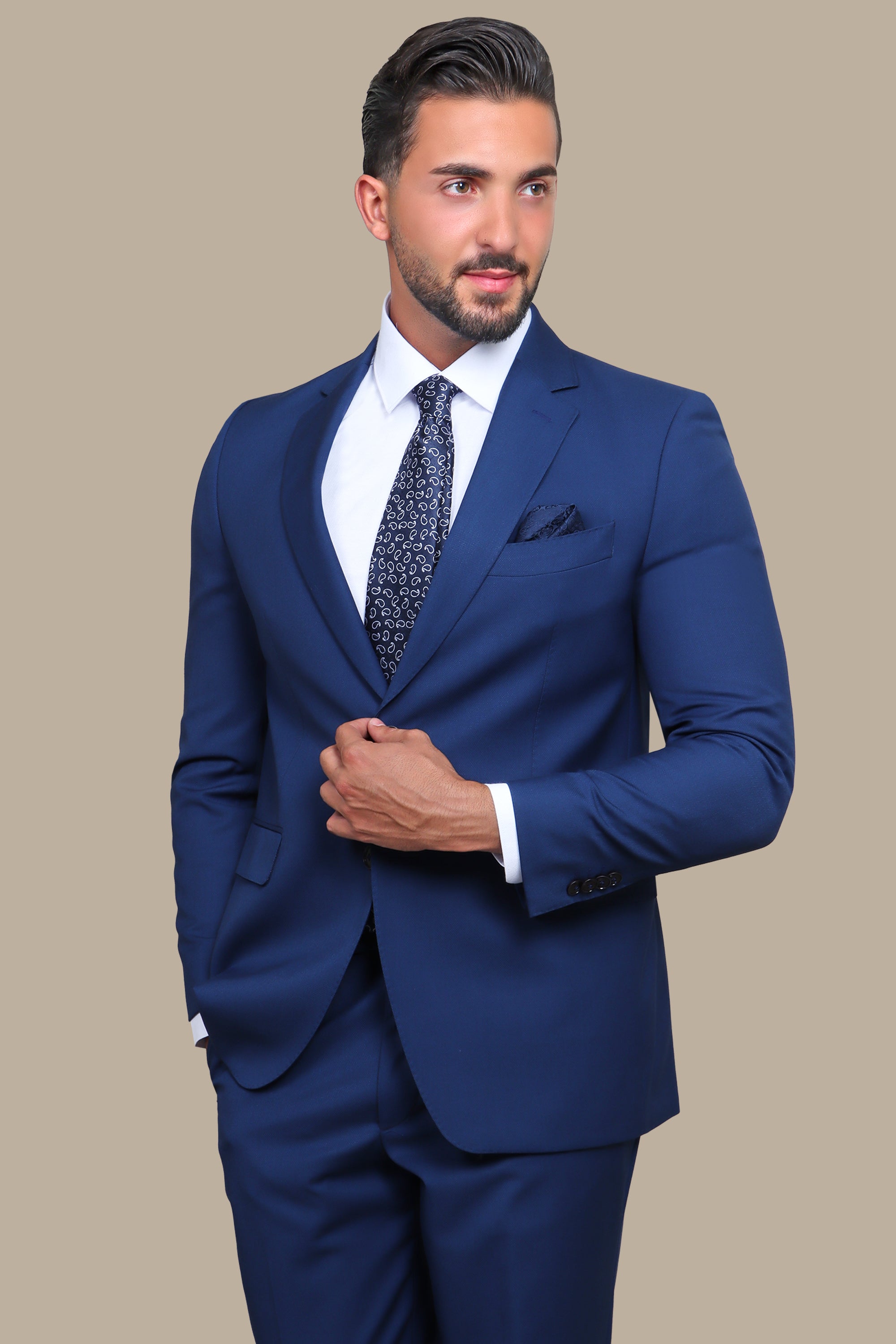 Indigo Notch Lapel Drop 4 Suit: Elevate Your Elegance