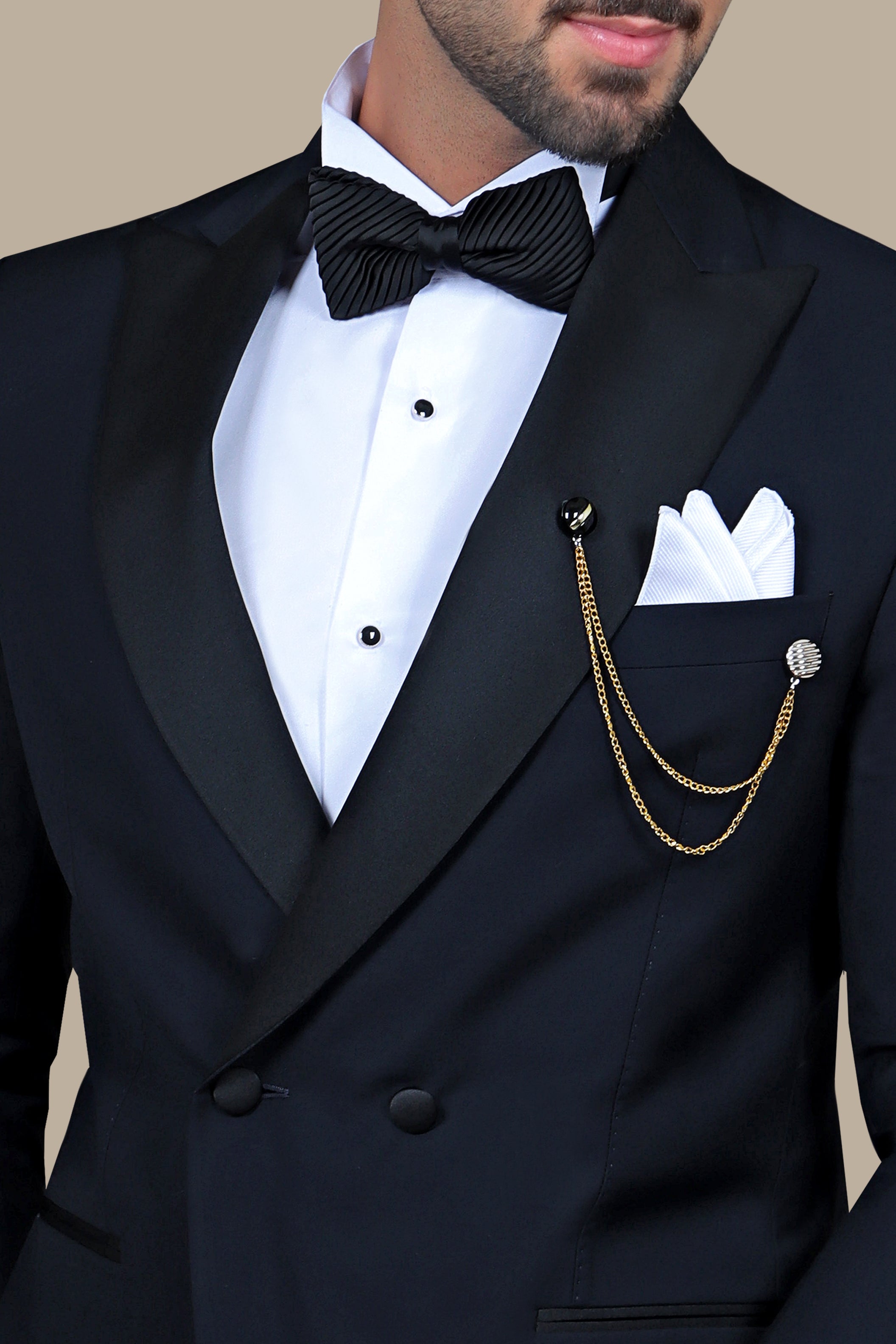 Navy Double-Breasted Peak Lapel Tuxedo