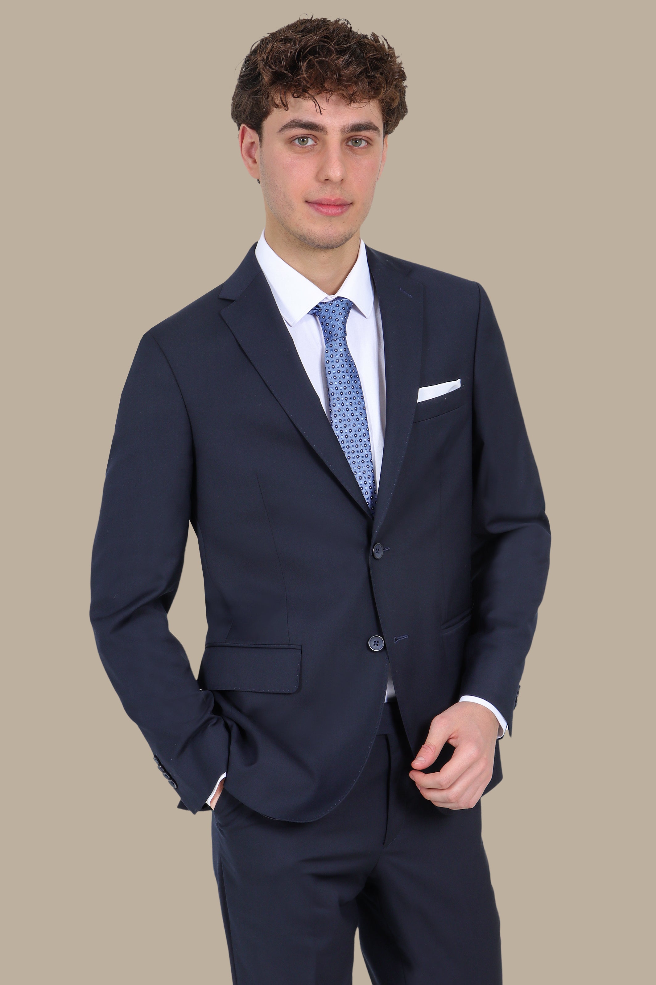 Basic Suit Notch Lapel Navy