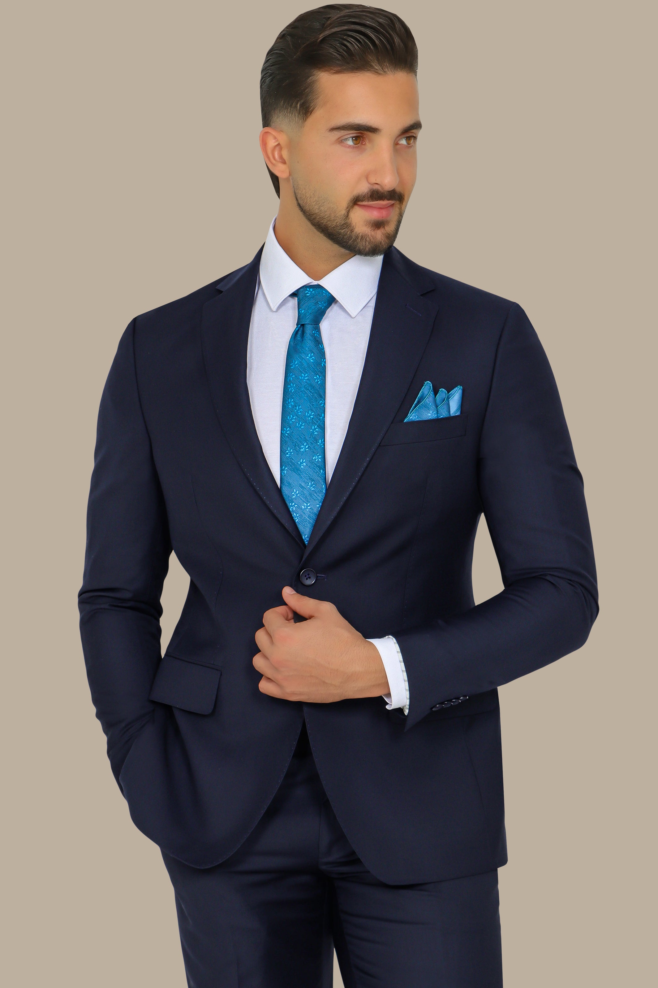 Navy Basic Plain Notch Suit