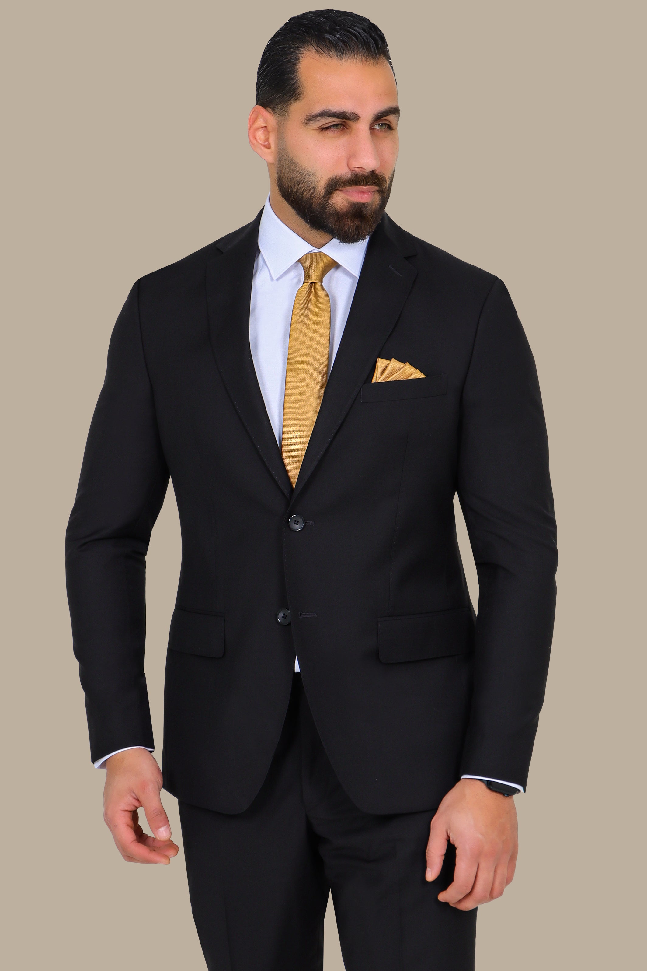 Classic Elegance: The Black Plain Notch Suit