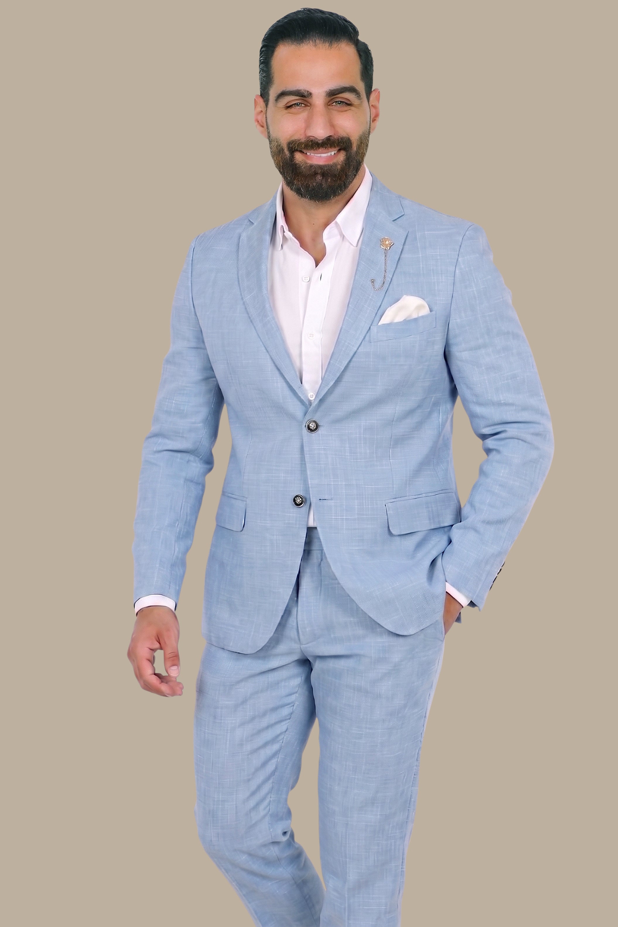 Serene Sky: The Filafil Light Blue Suit Notch