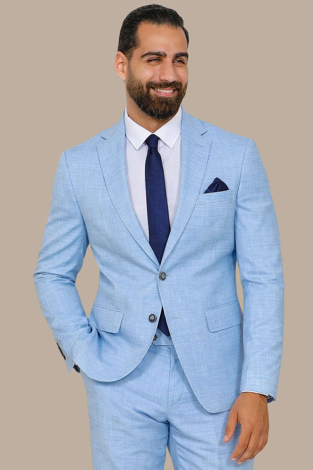 Serene Sophistication: Light Blue Filafil Notch Suit