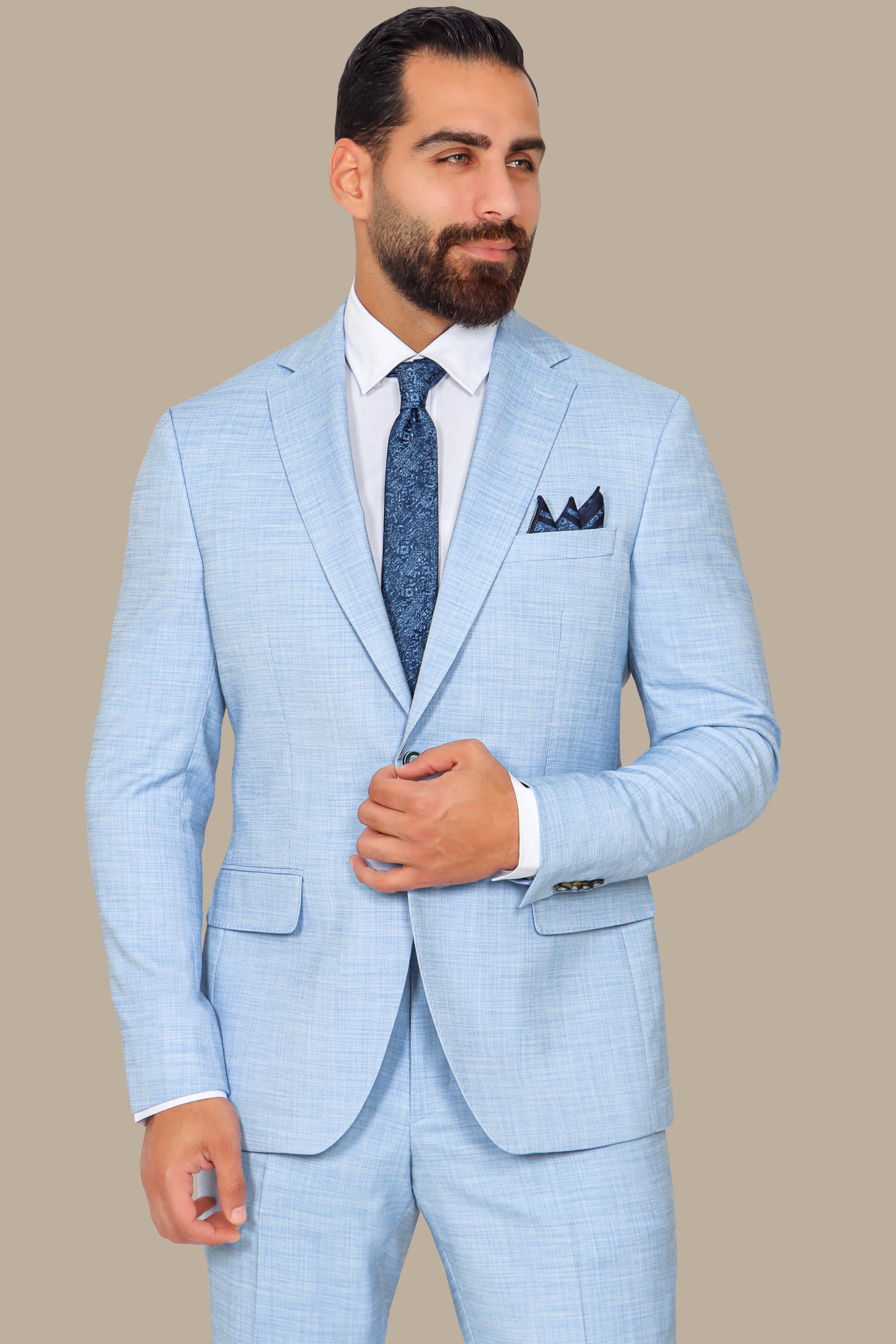 Serene Sophistication: Light Blue Filafil Notch Suit