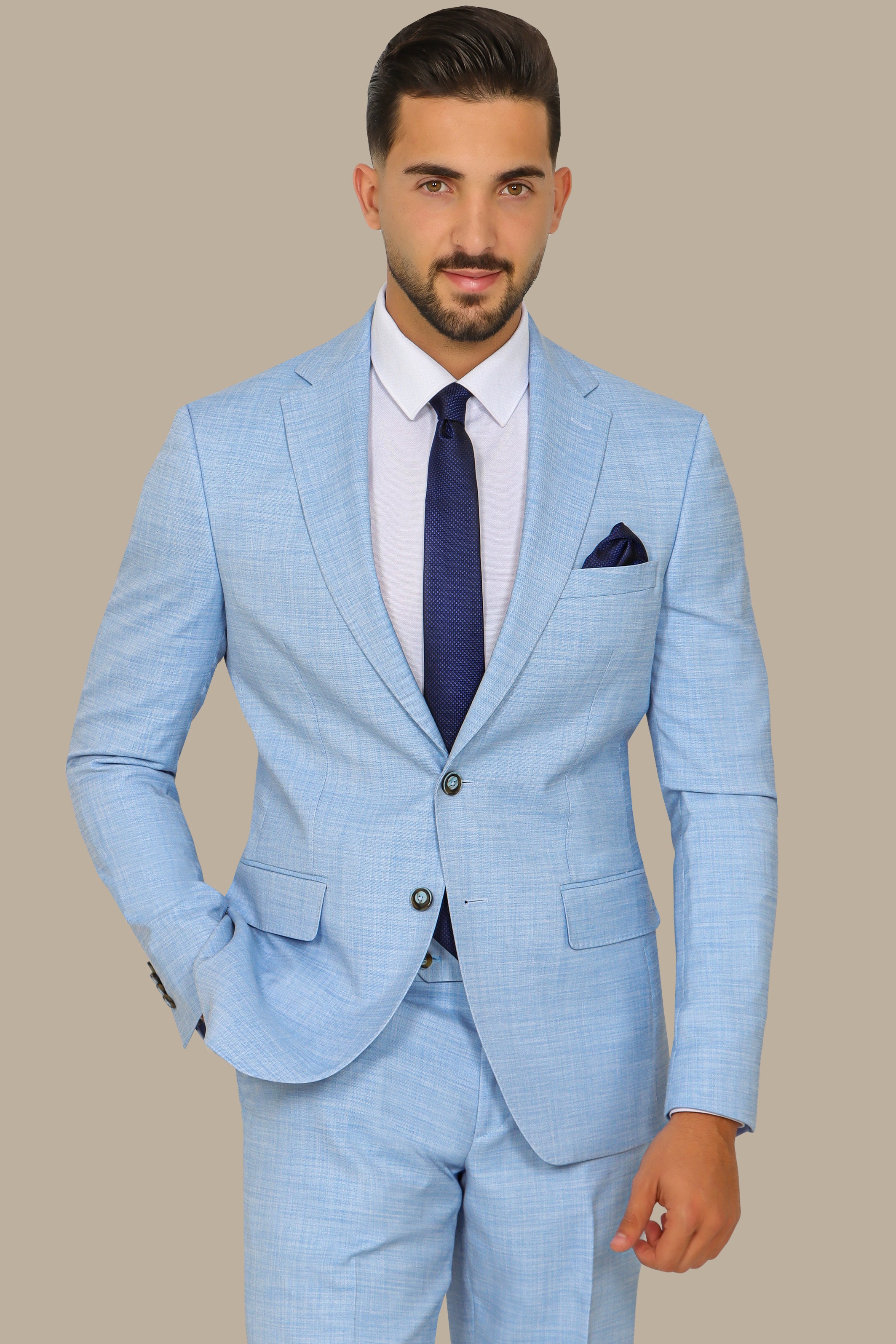 Serene Sophistication: Light Blue Filafil Notch Suit